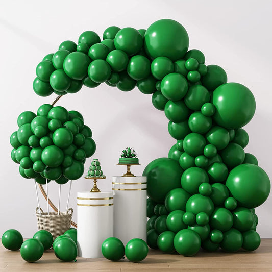 129Pcs Dark Green Balloons Different Sizes 18 12 10 5 Inches Green Latex Balloon Garland Arch for Masquerade Party Decorations Birthday Baby Shower Wedding Party Supplies
