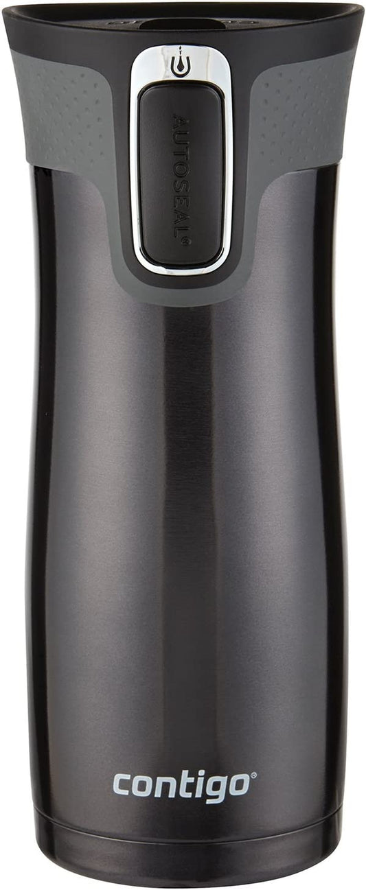 West Loop Stainless Steel Vacuum-Insulated Travel Mug with Spill-Proof Lid, Keeps Drinks Hot up to 5 Hours and Cold up to 12 Hours, 16Oz Black