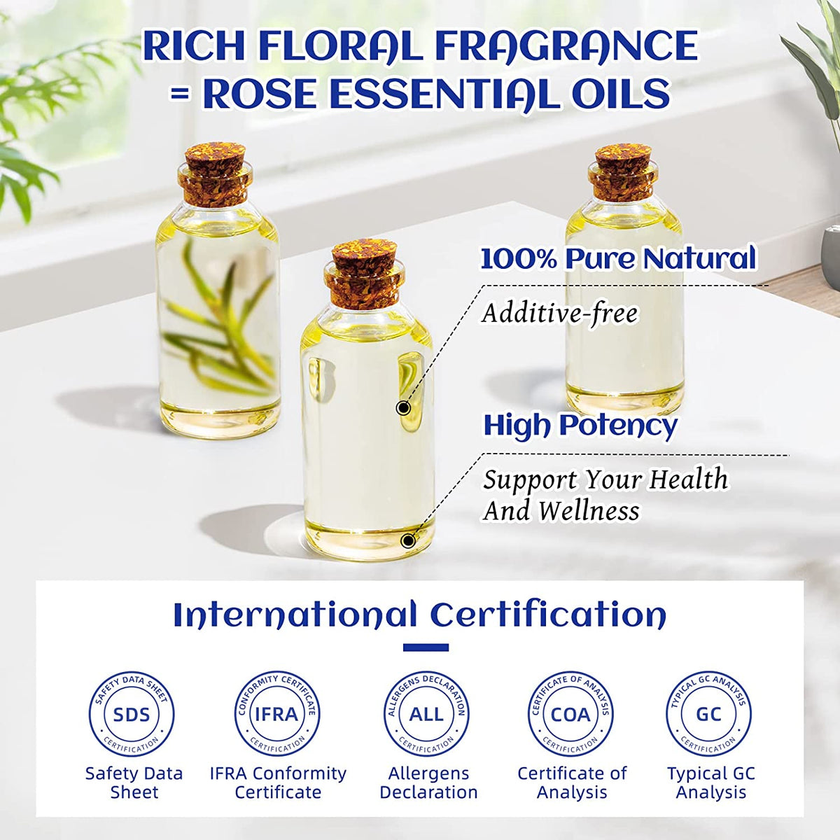 Rose Oil Fragrance Essential Oil, Premium Grade for Diffuser, Skin, Hair, Candle Making, Soap Making,Large Bottle with Dropper & Gift Box- 3.38 Oz