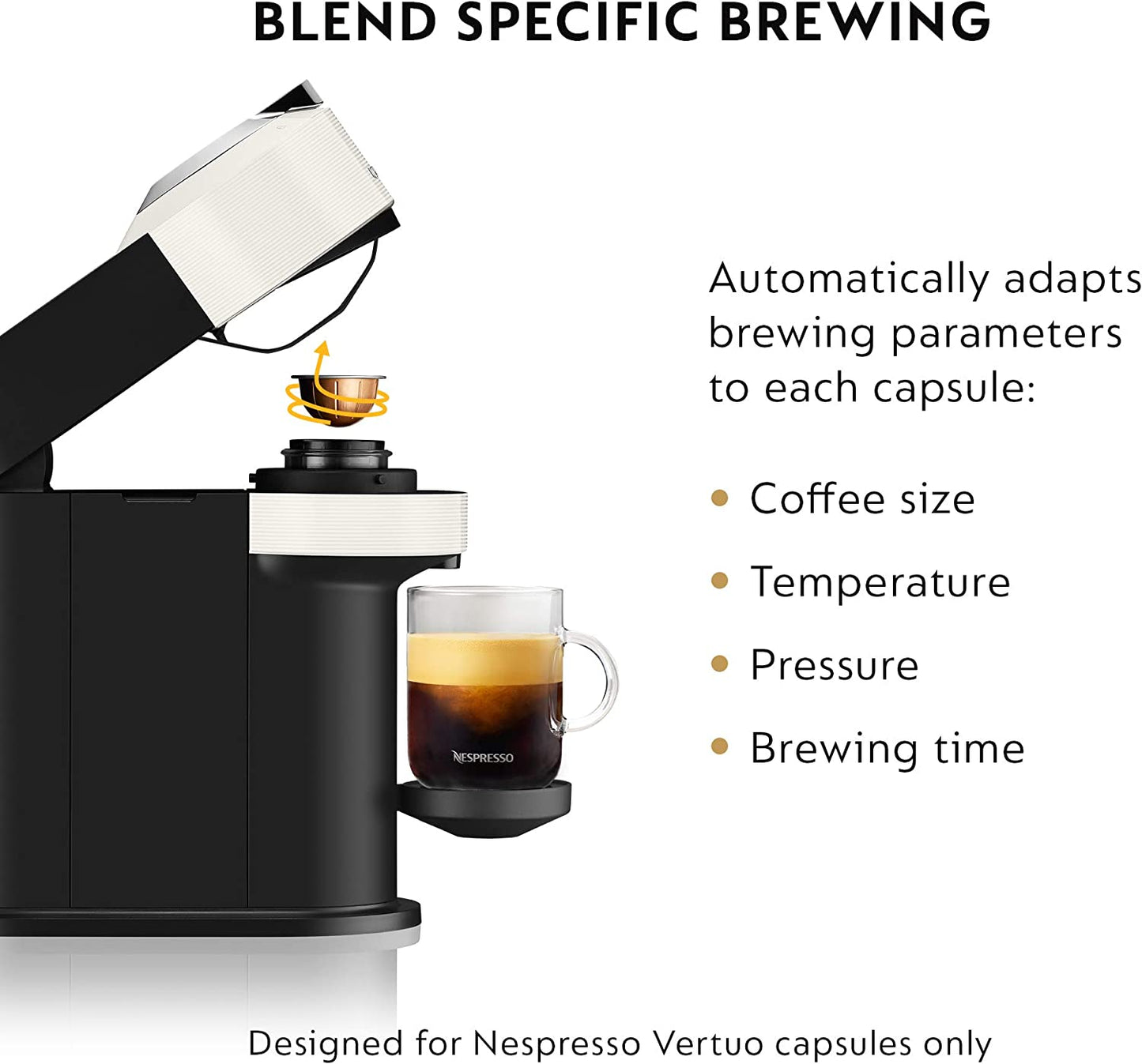 Vertuo Next Coffee and Espresso Machine by De'Longhi, White, Compact, One Touch to Brew, Single-Serve Coffee Maker and Espresso Machine