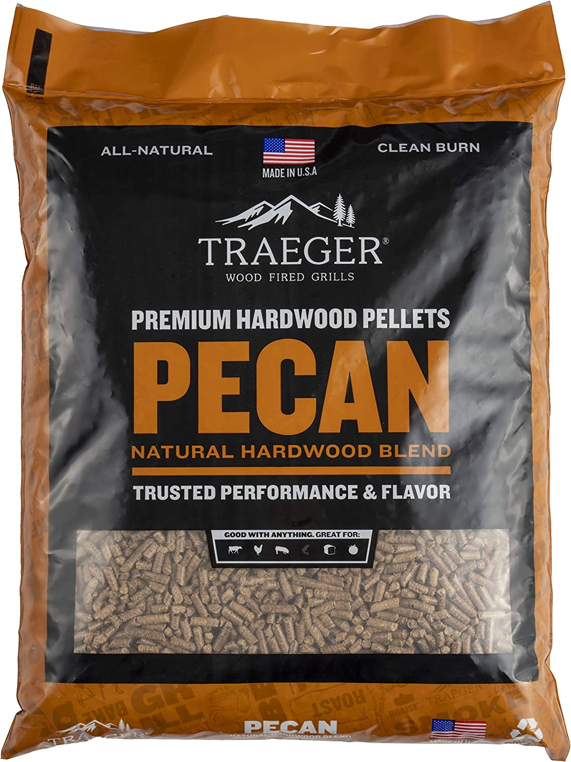 Grills Pecan 100% All-Natural Wood Pellets for Smokers and Pellet Grills, BBQ, Bake, Roast, and Grill, 20 Lb. Bag