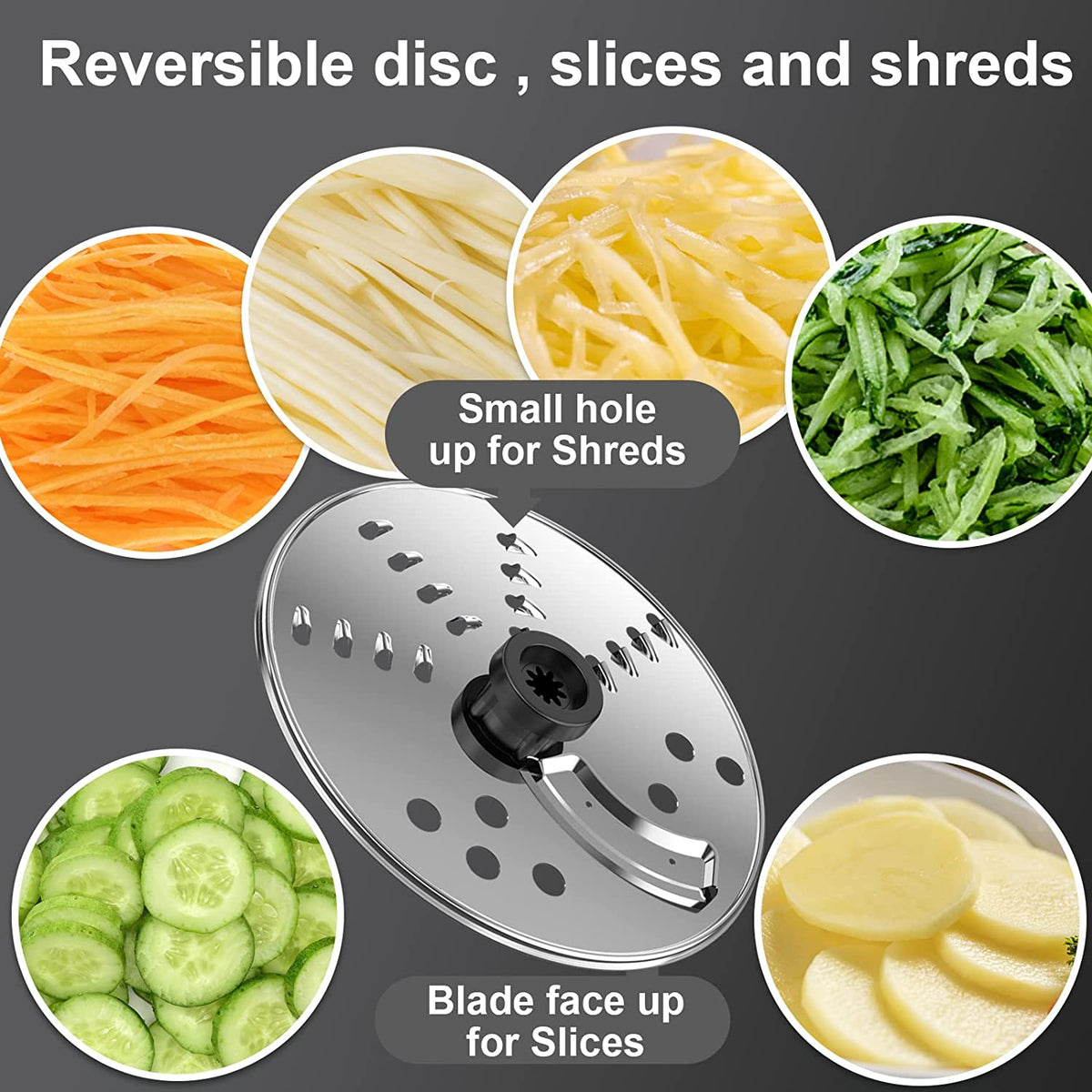 Food Processor,  600W Professional Food Processors & Vegetable Chopper, with 7 Processor Cups, Reversible Disc, Chopping Blade & Dough Blade for Chopping, Slicing, Purees & Dough