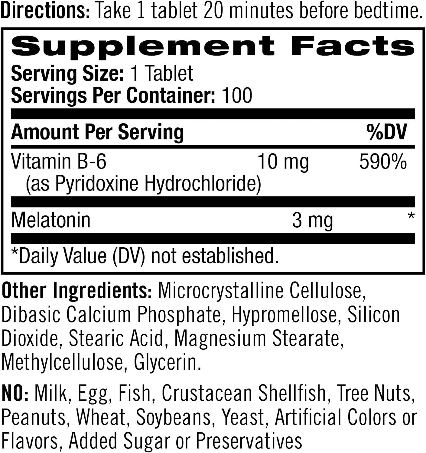 Melatonin Time Release, 3 Mg, 100 Tablets