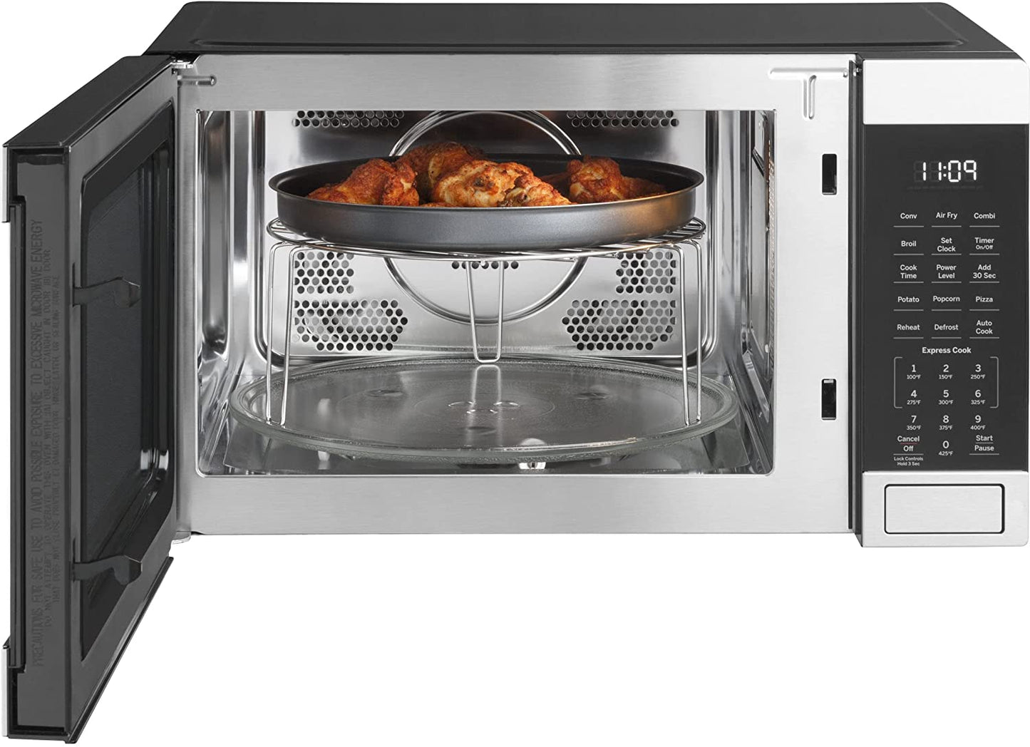 3-In-1 Countertop Microwave Oven | Complete with Air Fryer, Broiler & Convection Mode | 1.0 Cubic Feet Capacity, 1,050 Watts | Kitchen Essentials for the Countertop or Dorm Room | Stainless Steel