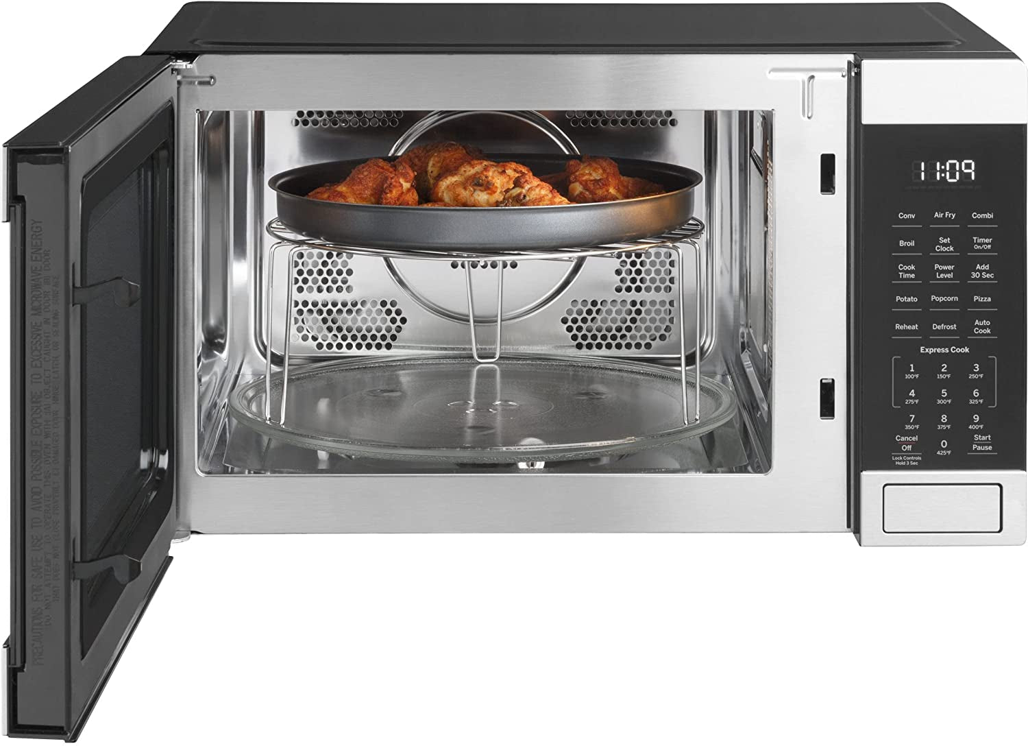3-In-1 Countertop Microwave Oven | Complete with Air Fryer, Broiler & Convection Mode | 1.0 Cubic Feet Capacity, 1,050 Watts | Kitchen Essentials for the Countertop or Dorm Room | Stainless Steel