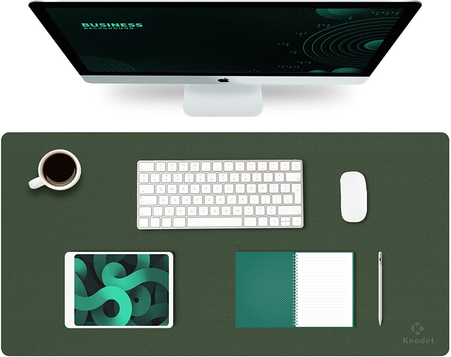 Waterproof Desk Mat, Mouse Pad for Desktop, Keyboard and Mouse, Leather Desk Pad Protector for Office and Home (Dark Green, 31.5" X 15.7")