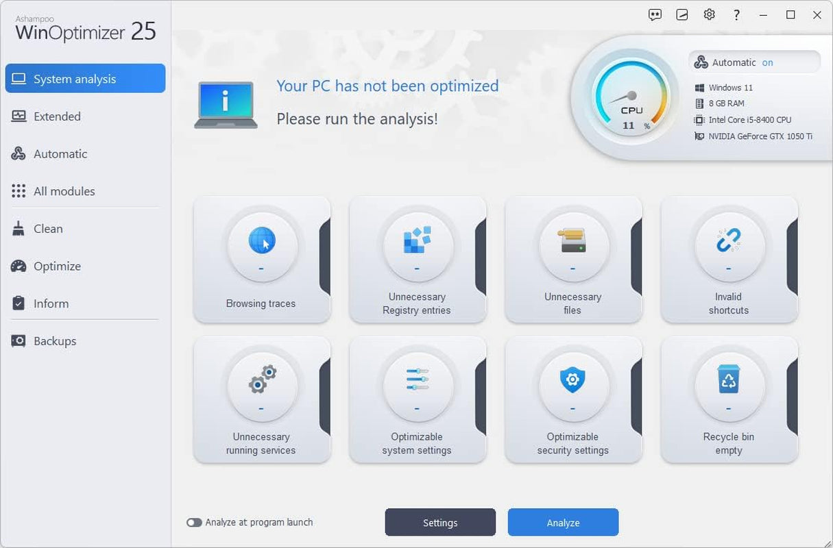 Winoptimizer 25 – Increase the Performance, Stability and Privacy of Your PC – License for 3 Computers – Compatible with Windows 11, 10, 8.1, 8, 7
