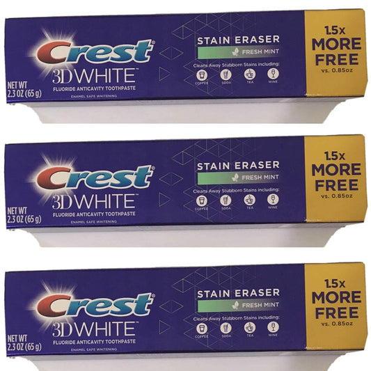 3D White Stain Eraser Fresh Mint Whitening Toothpaste 2.3 Oz(Pack of 3)