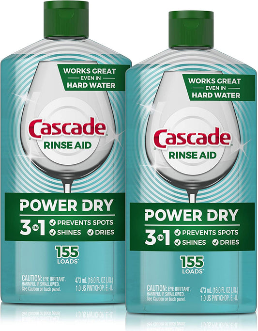 Power Dry Dishwasher Rinse Aid, 16 Fl Oz (2 Pack)
