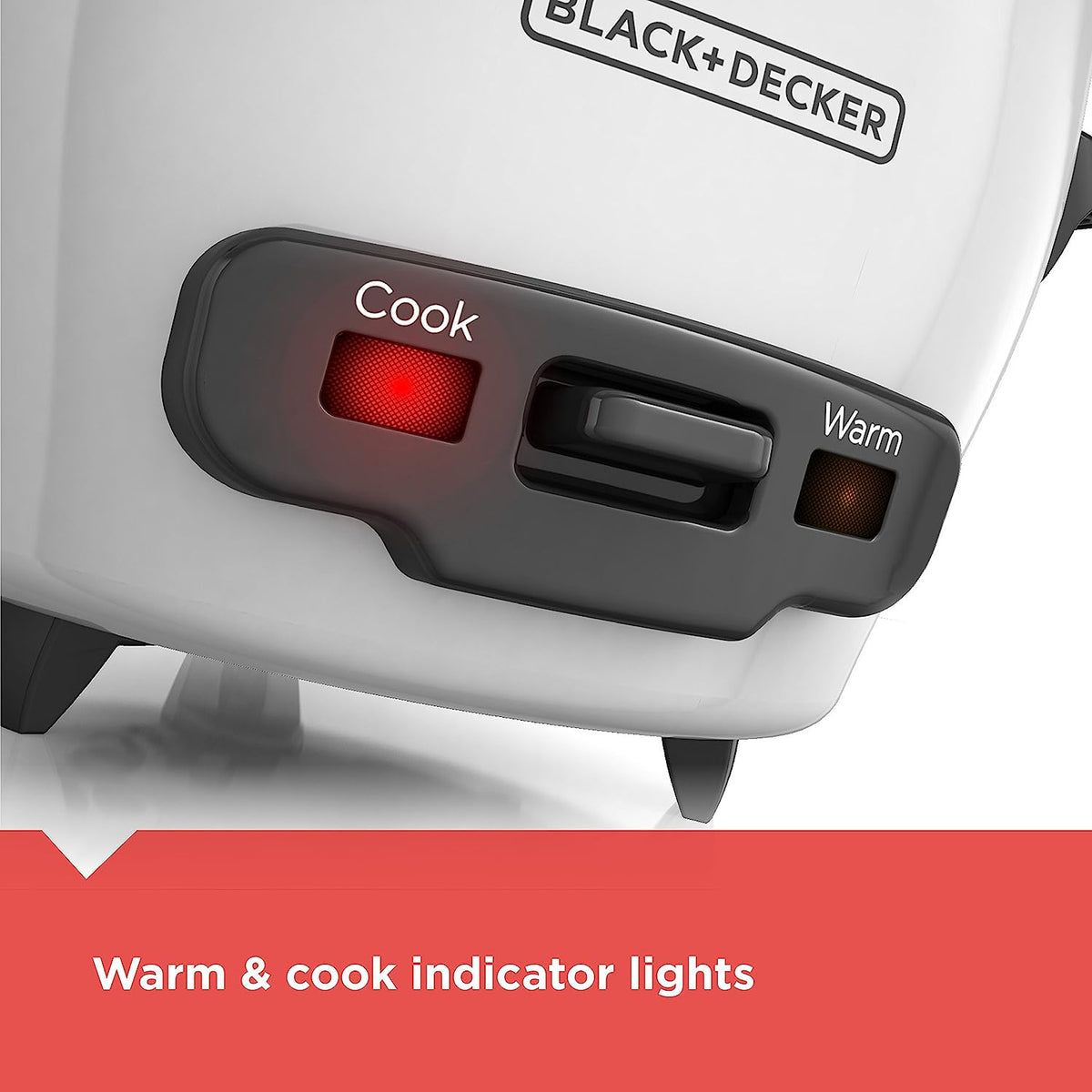 BLACK+DECKER Rice Cooker 3 Cups Cooked (1.5 Cups Uncooked) with Steaming Basket, Removable Non-Stick Bowl, White
