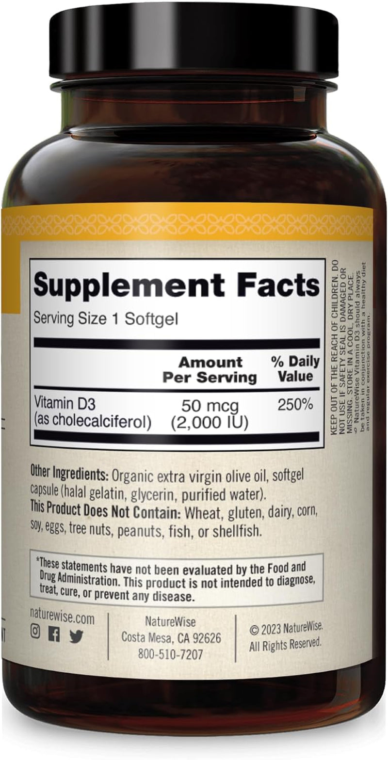 Vitamin D3 2000Iu (50 Mcg) Healthy Muscle Function, and Immune Support, Non-Gmo, Gluten Free in Cold-Pressed Olive Oil, Packaging Vary ( Mini Softgel), 360 Count(Pack of 1)