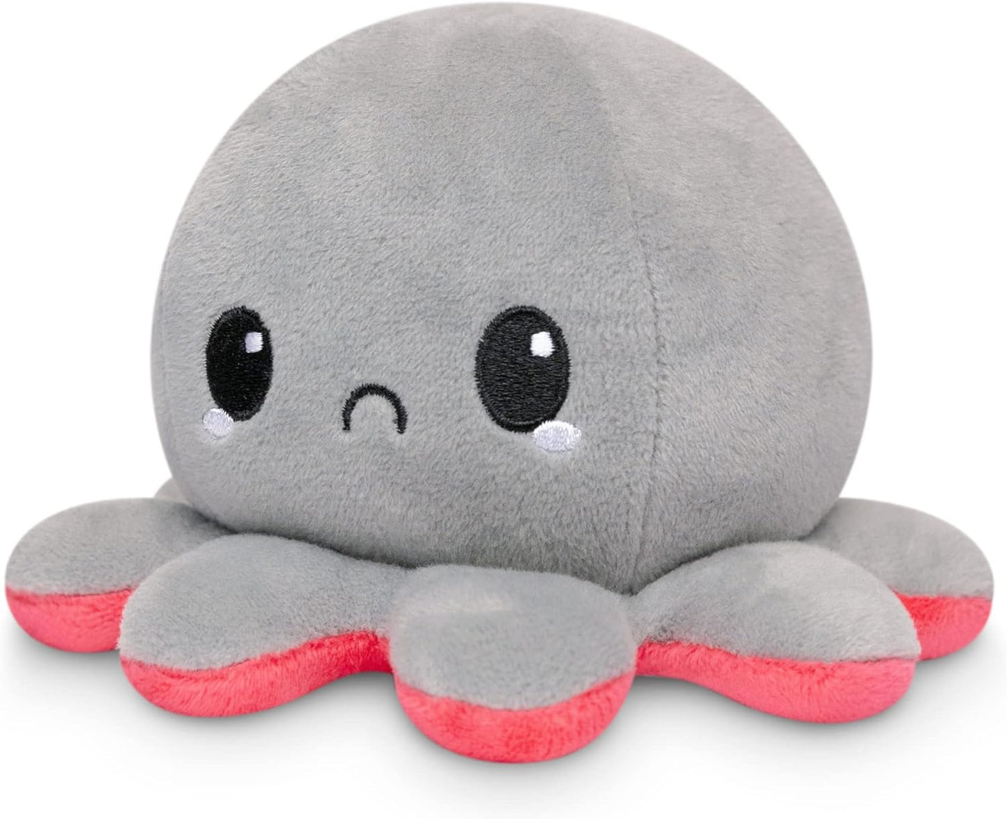 - the Original Reversible Octopus Plushie - Red Angry + Gray Sad - Cute Sensory Fidget Stuffed Animals That Show Your Mood