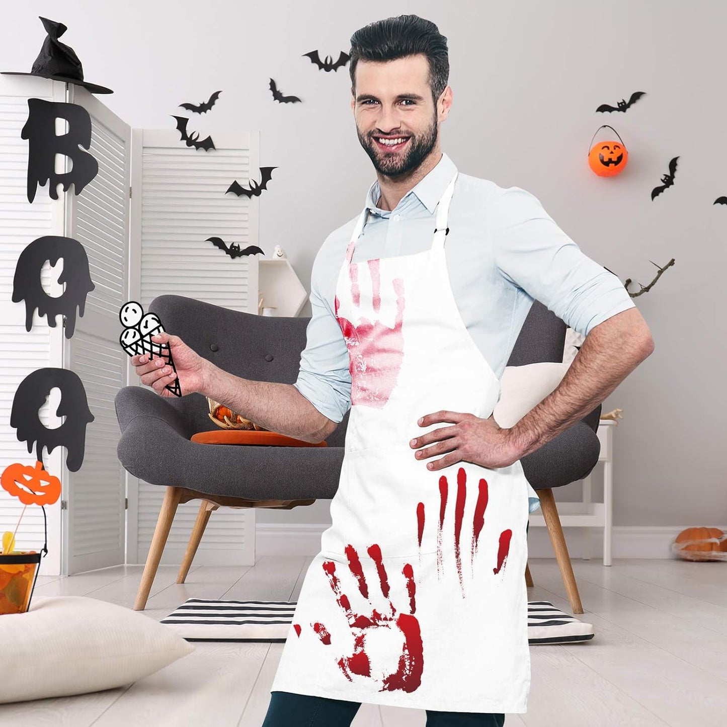 2 Pack Adjustable Bib Apron Thicker Version Waterdrop Resistant with 2 Pockets Cooking Kitchen Aprons for Women Men Chef, White