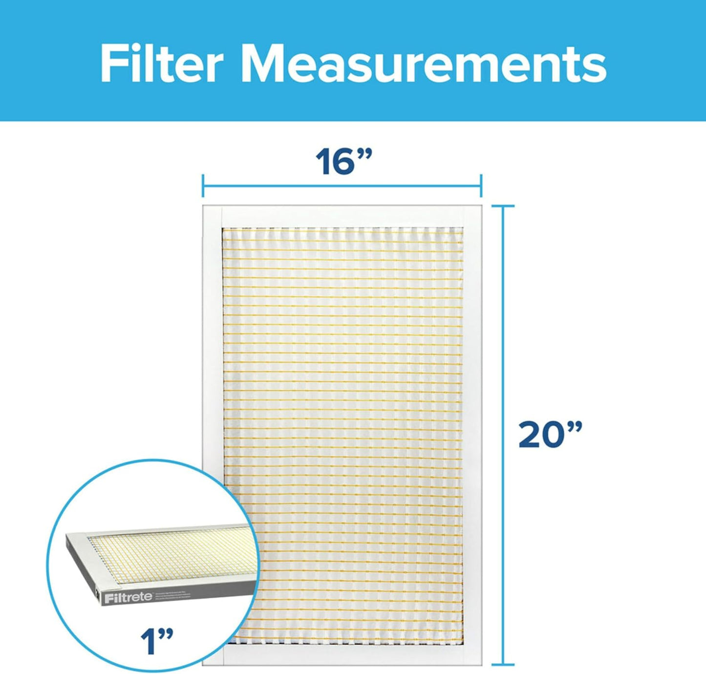 16X20X1 Air Filter, MPR 300, MERV 5, Clean Living Basic Dust 3-Month Pleated 1-Inch Air Filters, 6 Filters