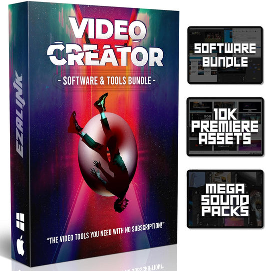 Video Editing Software Pack | Editor, Youtube Downloader, MP3 MP4 Converter, Green Screen App | 10K Transitions for Premiere Pro and Sound Effects | Windows and Mac 32GB USB