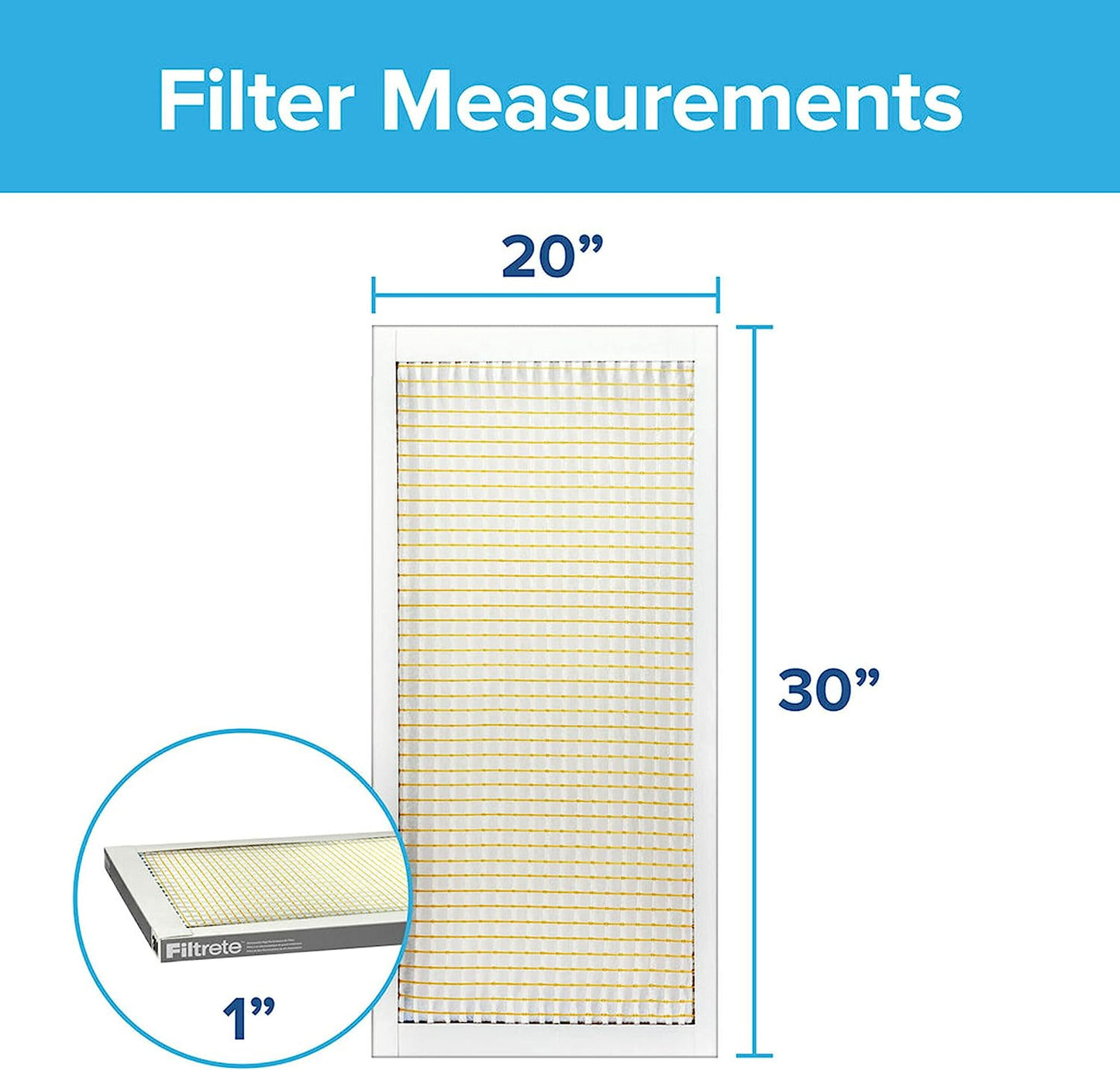 20X30X1 Air Filter, MPR 300, MERV 5, Clean Living Basic Dust 3-Month Pleated 1-Inch Air Filters, 6 Filters