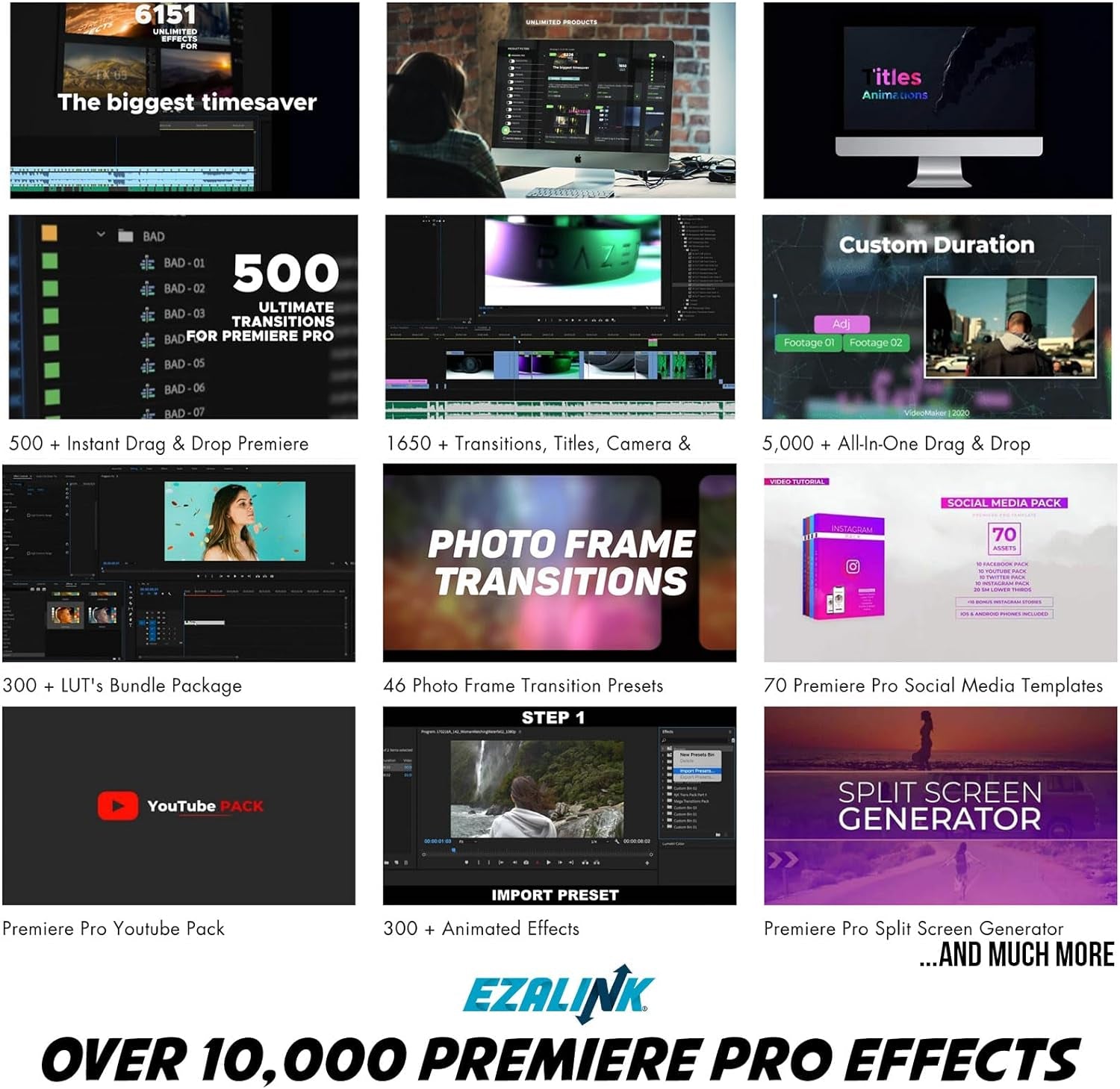 Video Editing Software Pack | Editor, Youtube Downloader, MP3 MP4 Converter, Green Screen App | 10K Transitions for Premiere Pro and Sound Effects | Windows and Mac 32GB USB