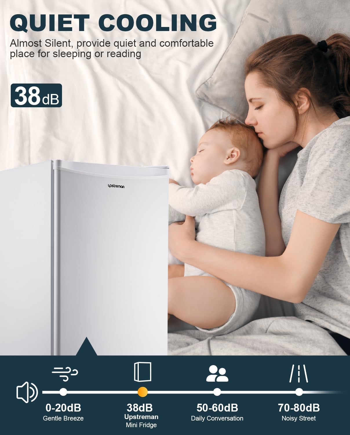 3.2 Cu.Ft Mini Fridge with Freezer, Single Door Mini Fridge, Adjustable Thermostat, Mini Refrigerator for Dorm, Office, Bedroom, White-Br321