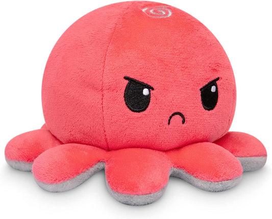 - the Original Reversible Octopus Plushie - Red Angry + Gray Sad - Cute Sensory Fidget Stuffed Animals That Show Your Mood