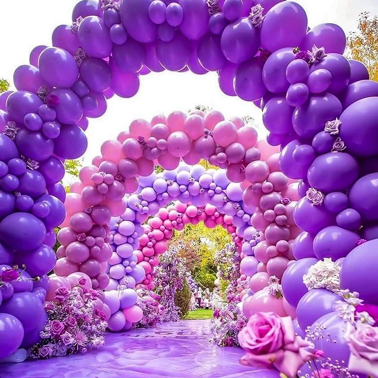 129Pcs Purple Balloons Different Sizes 18 12 10 5 Inch for Garland Arch Premium Purple Latex Balloons for Masquerade Party Decorations Birthday Anniversary Baby Shower Party Supplies