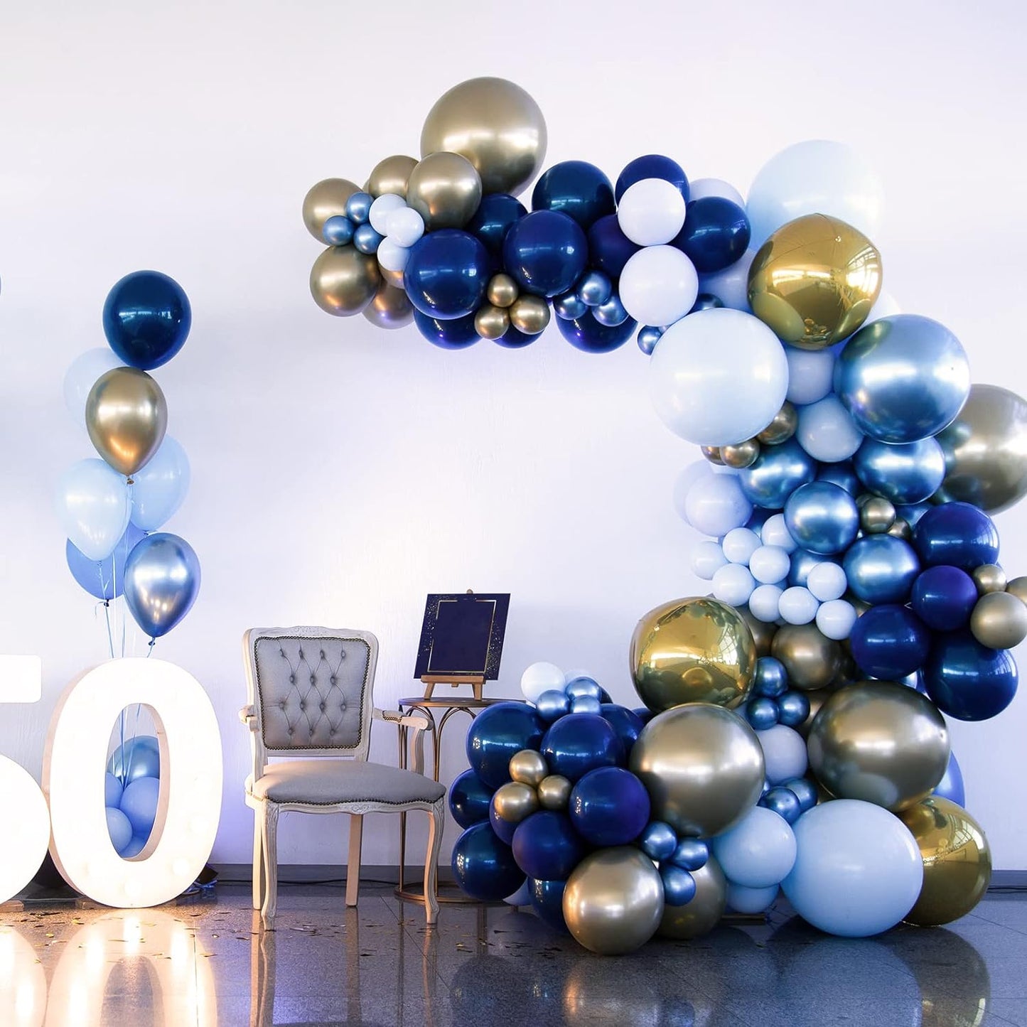 129Pcs Navy Blue Balloons Latex Balloons Different Sizes 18 12 10 5 Inch Party Balloon Kit for Birthday Party Graduation Baby Shower Wedding Holiday Balloon Decoration