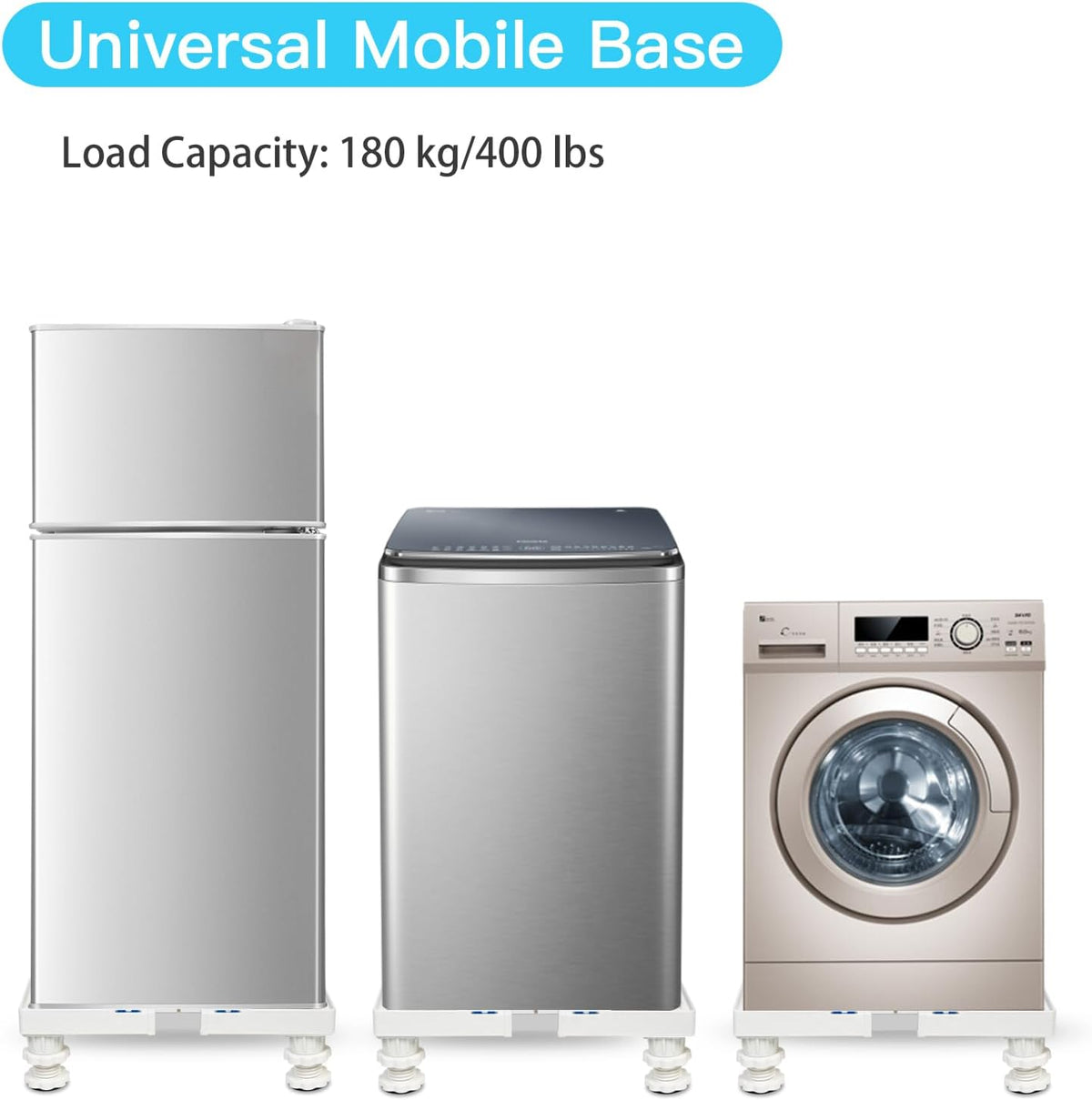Mini Fridge Stand Adjustable Refrigerator Stand with 4 Strong Feet Universal Appliance Stand Base Heavy Duty Washer and Dryer Stand Laundry Pedestal Multi-Functional Base (White)
