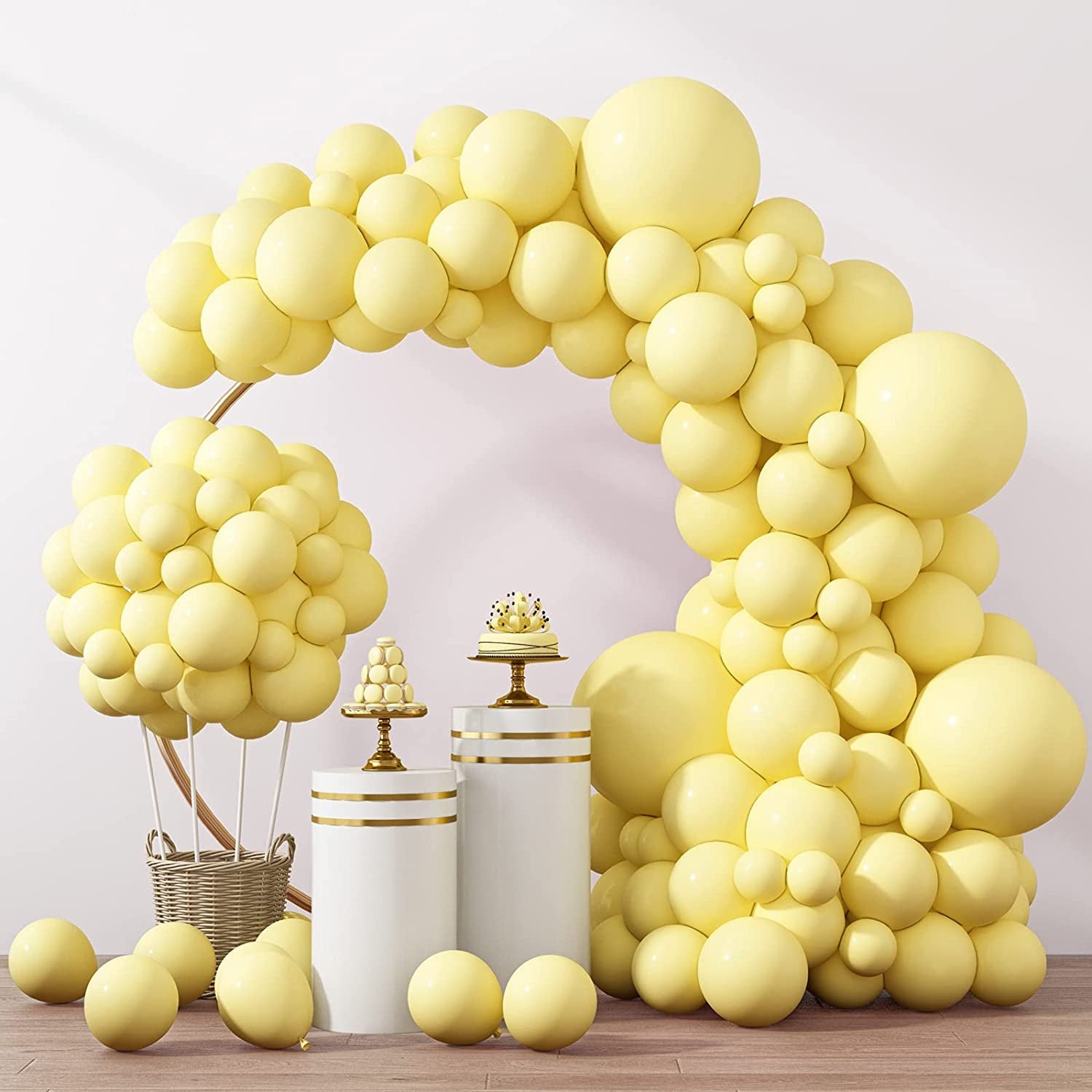129Pcs Pastel Yellow Balloons Different Sizes 18 12 10 5 Inches Light Yellow Balloons for Happy Birthday Wedding Anniversary Baby Shower Garland Arch Party Decoration