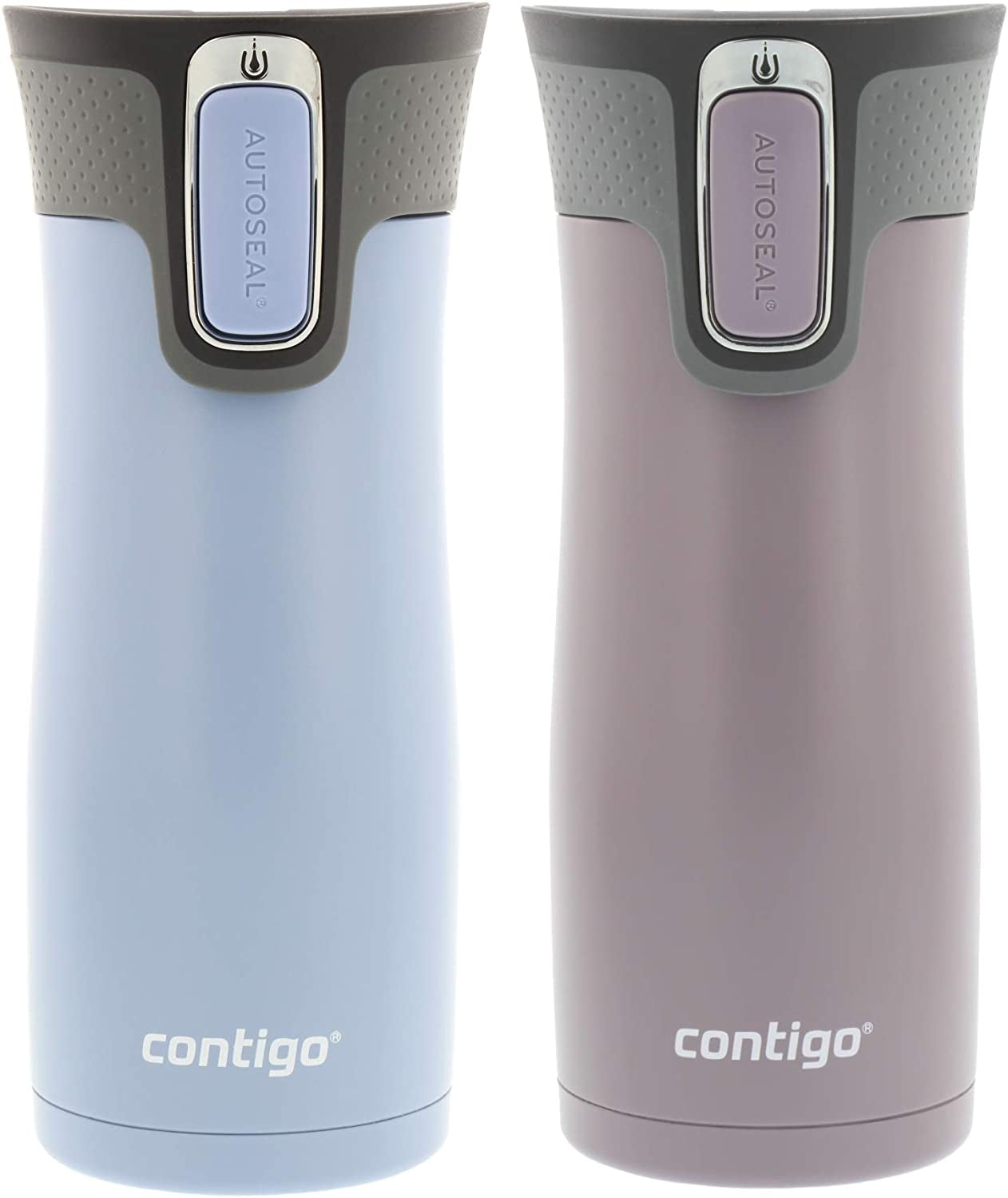 West Loop Stainless Steel Vacuum-Insulated Travel Mug with Spill-Proof Lid, Keeps Drinks Hot up to 5 Hours and Cold up to 12 Hours, 16Oz 2-Pack, Earl Grey & Dark Plum
