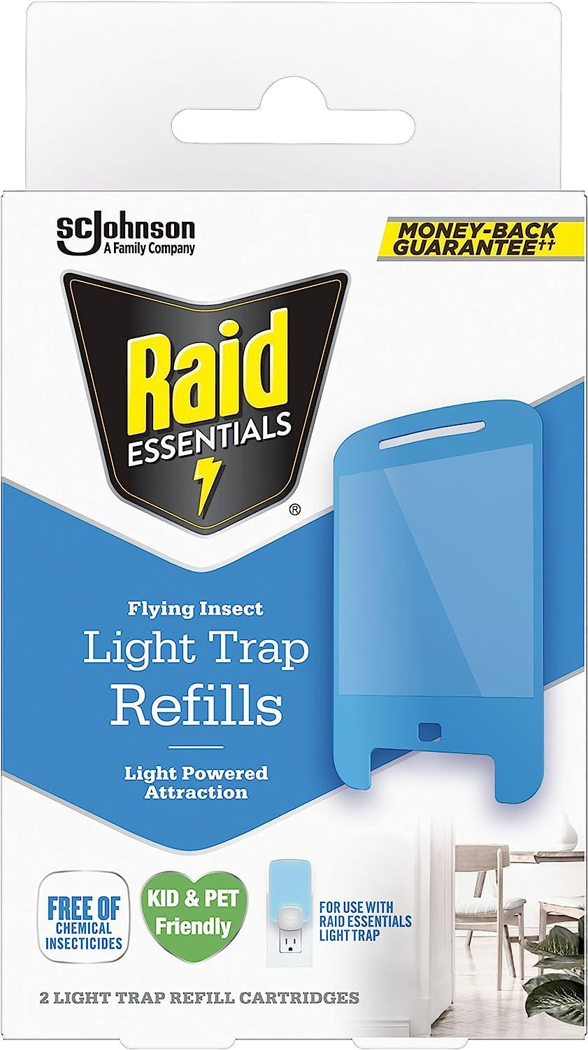 Essentials Flying Insect Light Trap Refills, 2 Light Trap Cartridges, Featuring Light Powered Attraction
