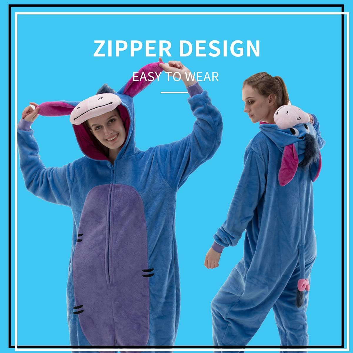 Snug Fit Unisex Adult Onesie Pajamas, Flannel Cosplay Animal One Piece Halloween Costume Sleepwear Homewear