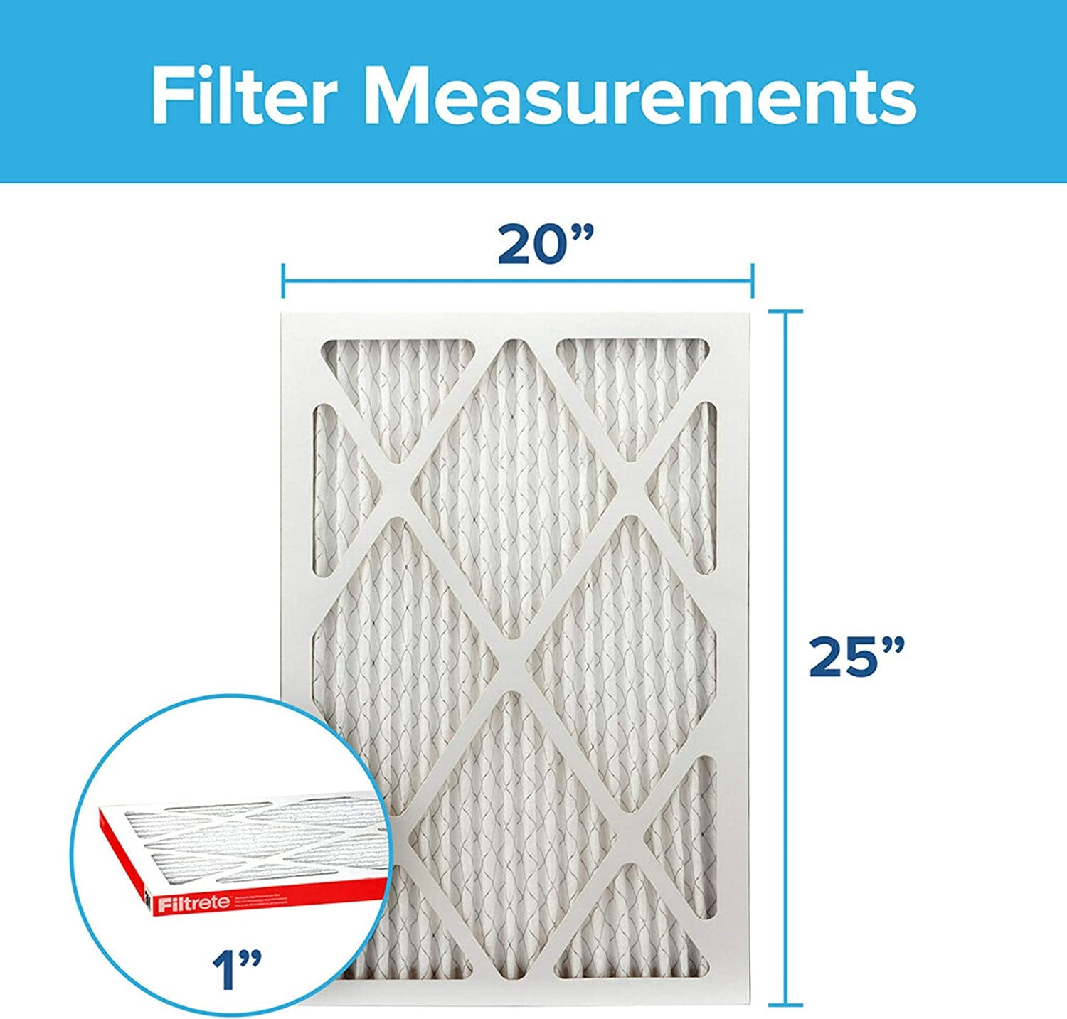 20X25X1, AC Furnace Air Filter, MPR 1000, Micro Allergen Defense, 2-Pack (Exact Dimensions 19.688 X 24.688 X 0.84)