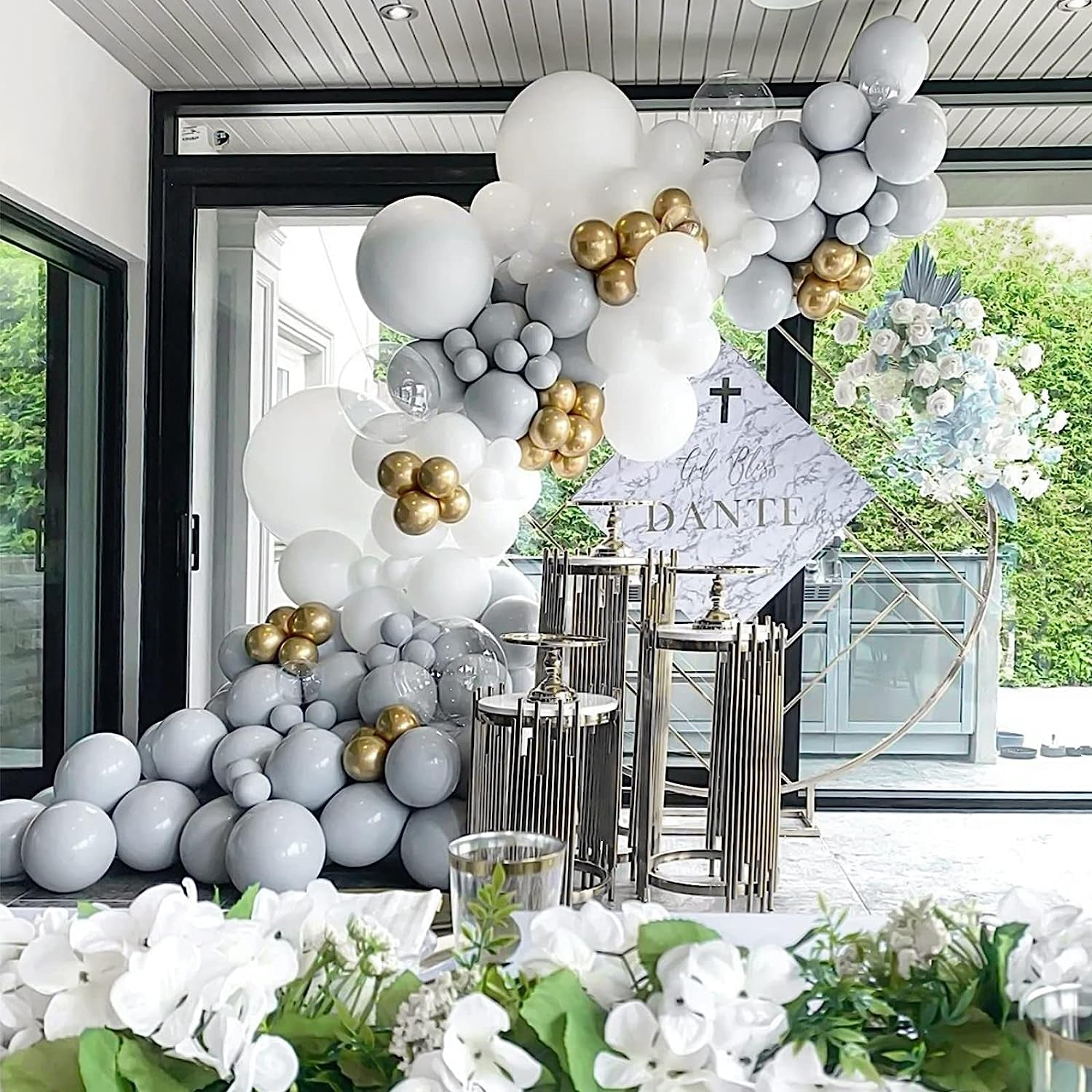 129Pcs Gray Balloons Latex Balloons Different Sizes 18 12 10 5 Inches Matte Gray Party Balloon Kit for Birthday Party Graduation Baby Shower Wedding Holiday Balloon Decoration