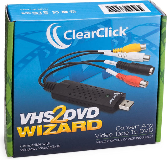 VHS to DVD Wizard with USB Video Grabber & Free USA Tech Support
