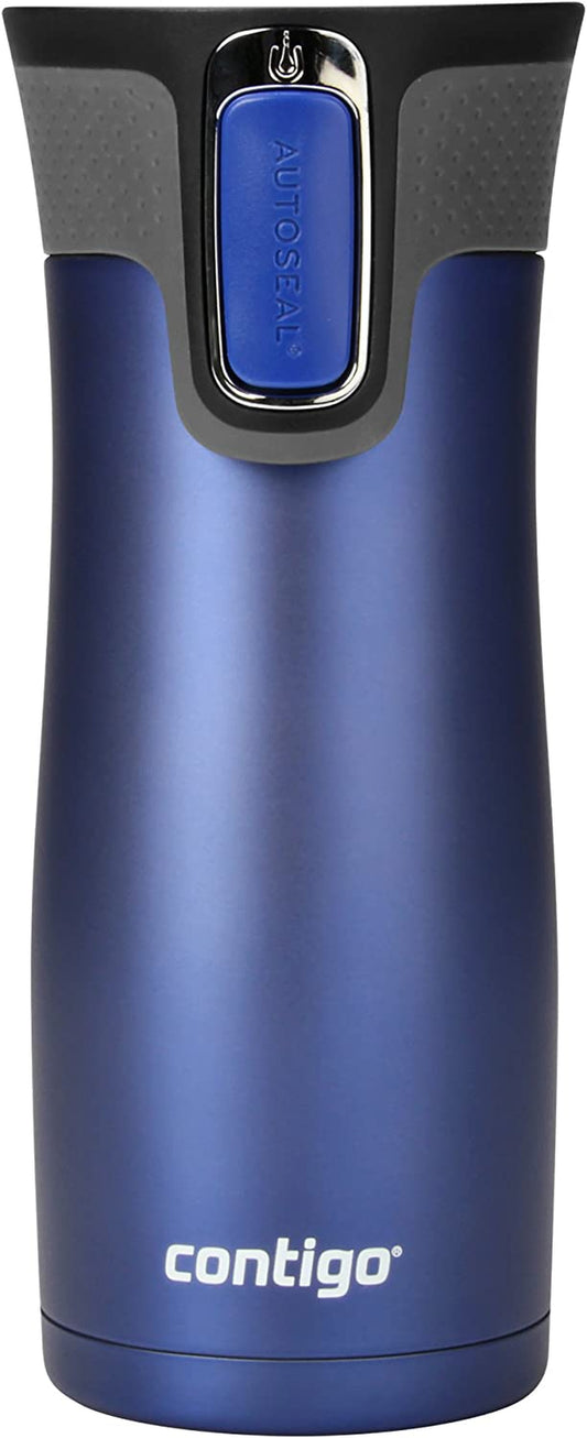 West Loop Stainless Steel Vacuum-Insulated Travel Mug with Spill-Proof Lid, Keeps Drinks Hot up to 5 Hours and Cold up to 12 Hours, 16Oz Deep Blue