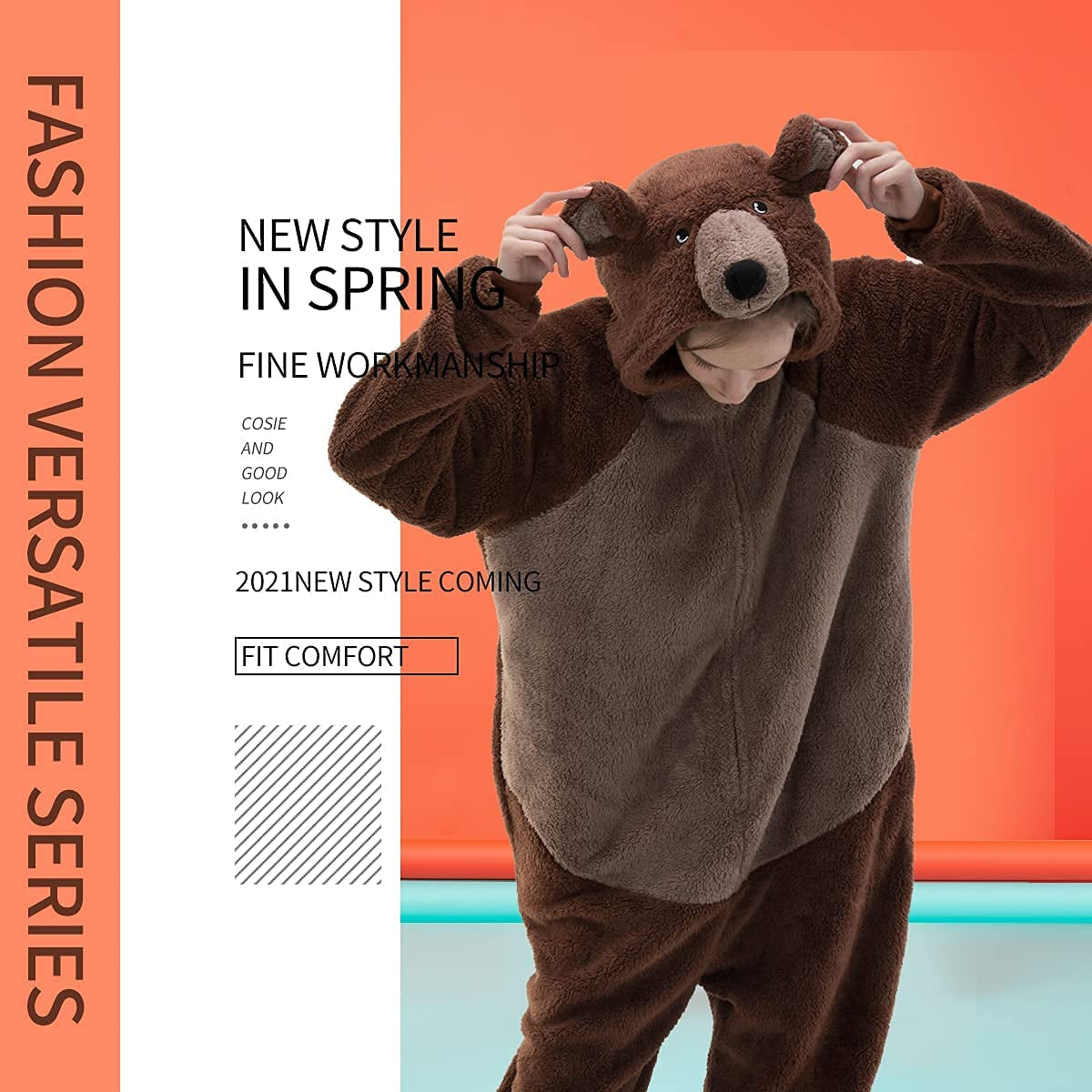 Snug Fit Unisex Adult Onesie Pajamas, Flannel Cosplay Animal One Piece Halloween Costume Sleepwear Homewear