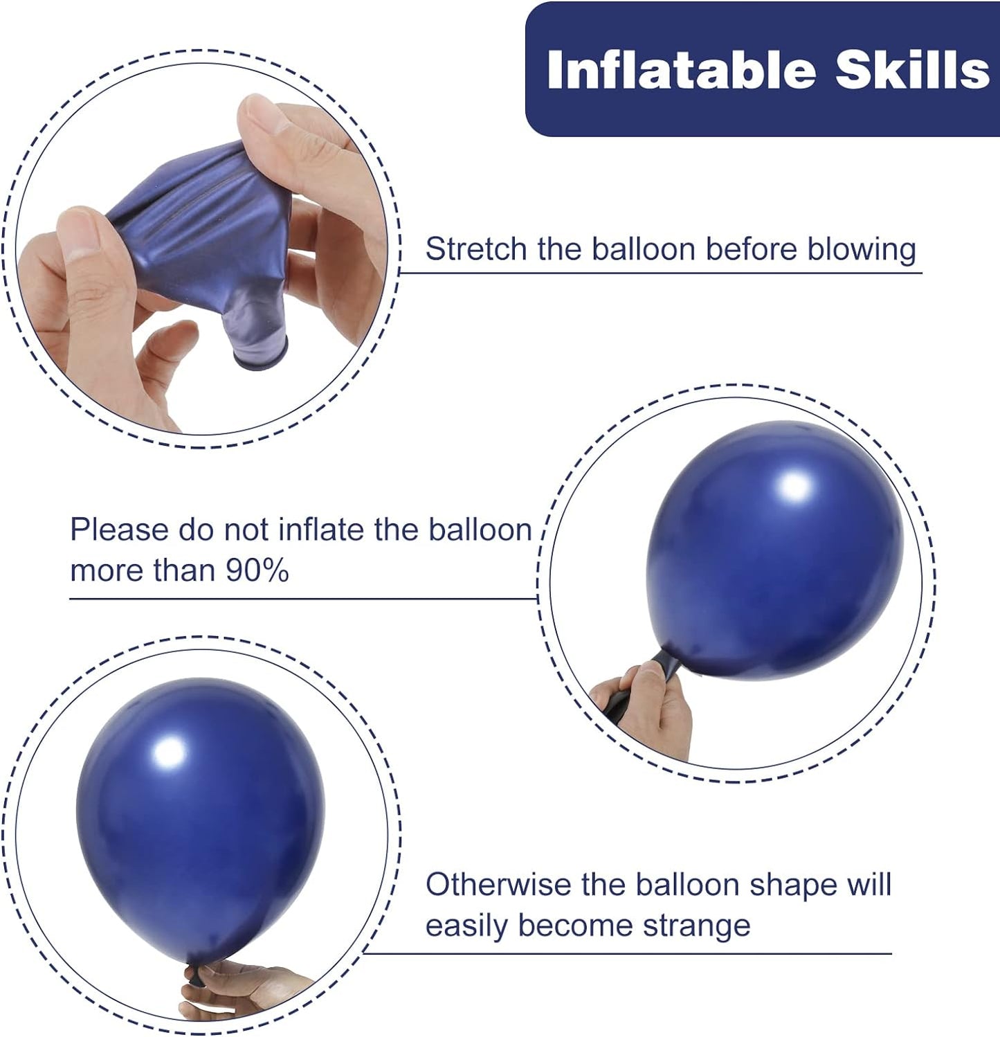129Pcs Navy Blue Balloons Latex Balloons Different Sizes 18 12 10 5 Inch Party Balloon Kit for Birthday Party Graduation Baby Shower Wedding Holiday Balloon Decoration
