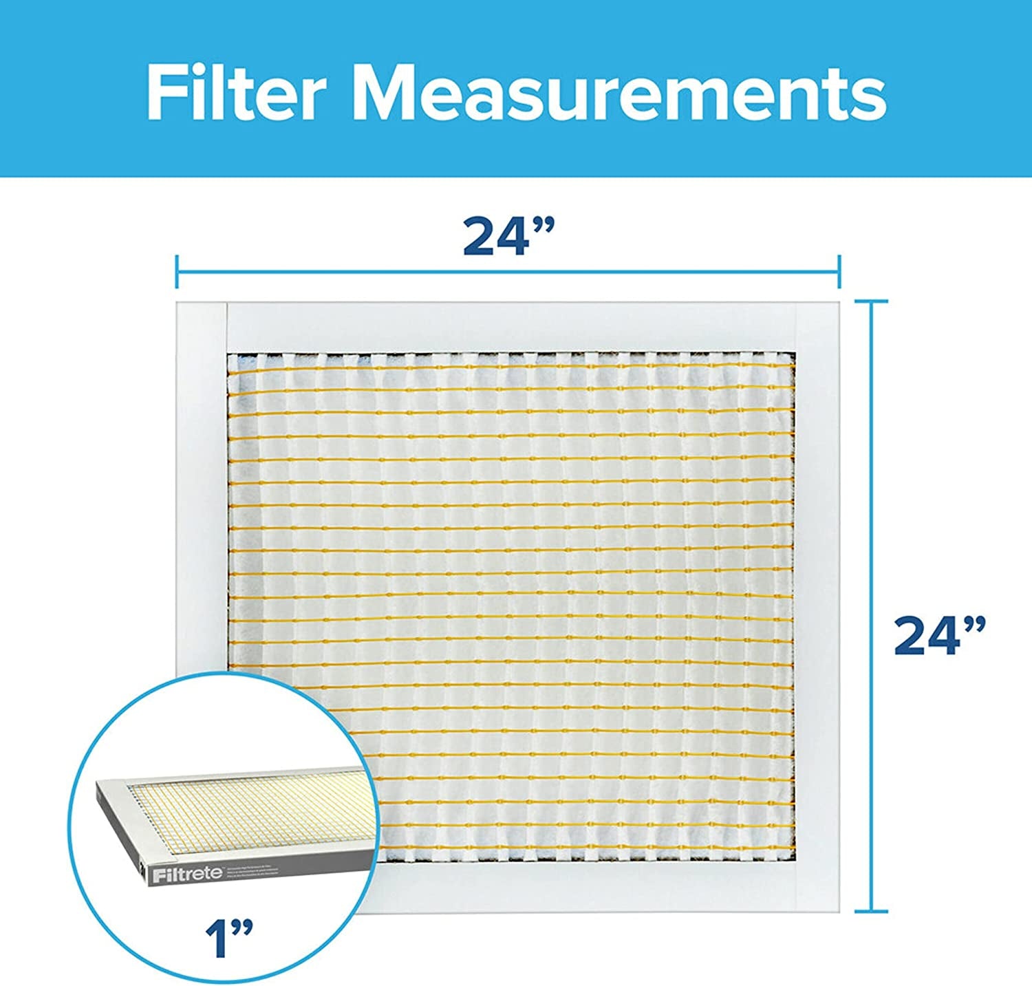 24X24X1 Air Filter, MPR 300, MERV 5, Clean Living Basic Dust 3-Month Pleated 1-Inch Air Filters, 6 Filters