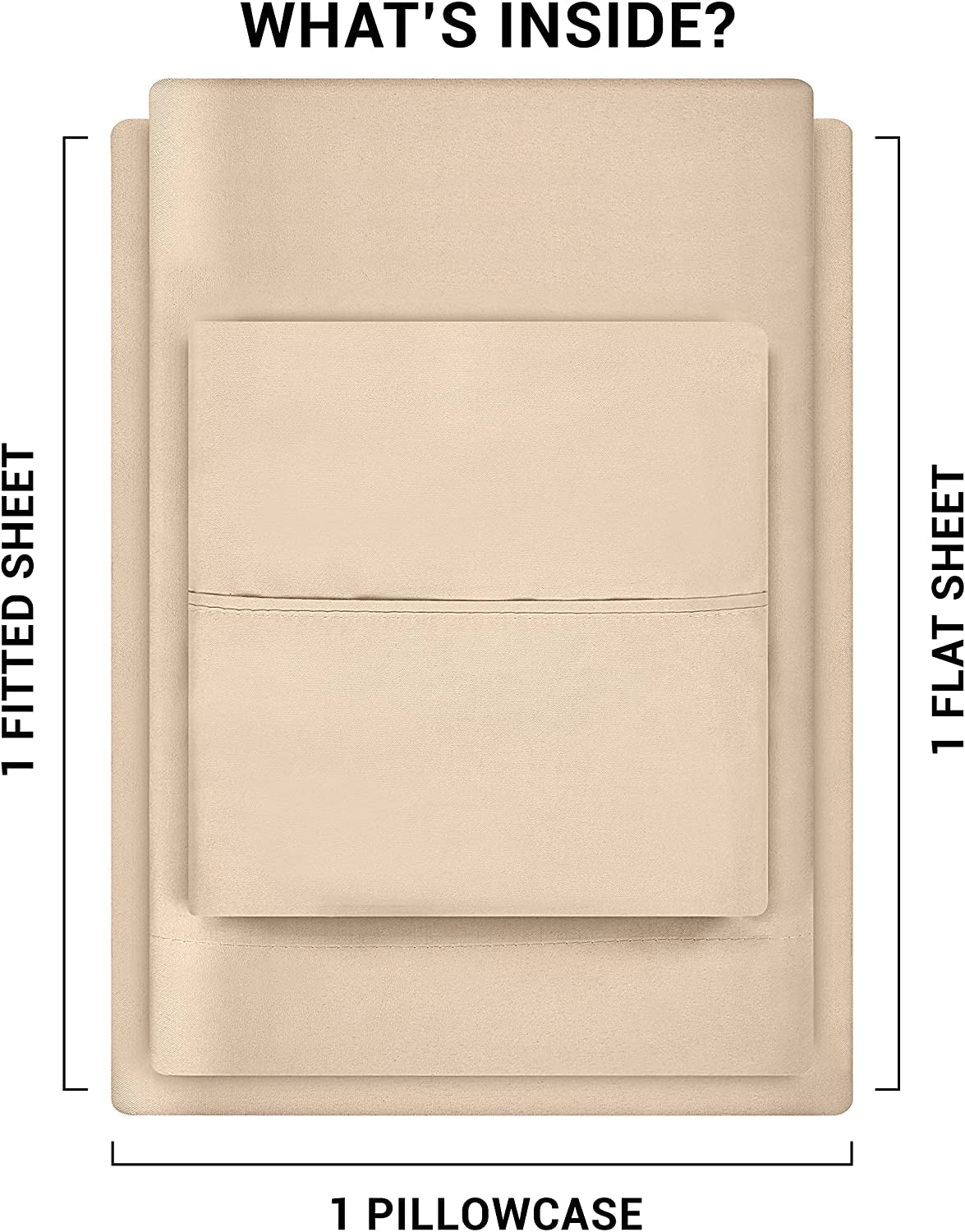 Twin Bed Sheets Set - 3 Piece Bedding - Brushed Microfiber - Shrinkage and Fade Resistant - Easy Care (Twin, Beige)