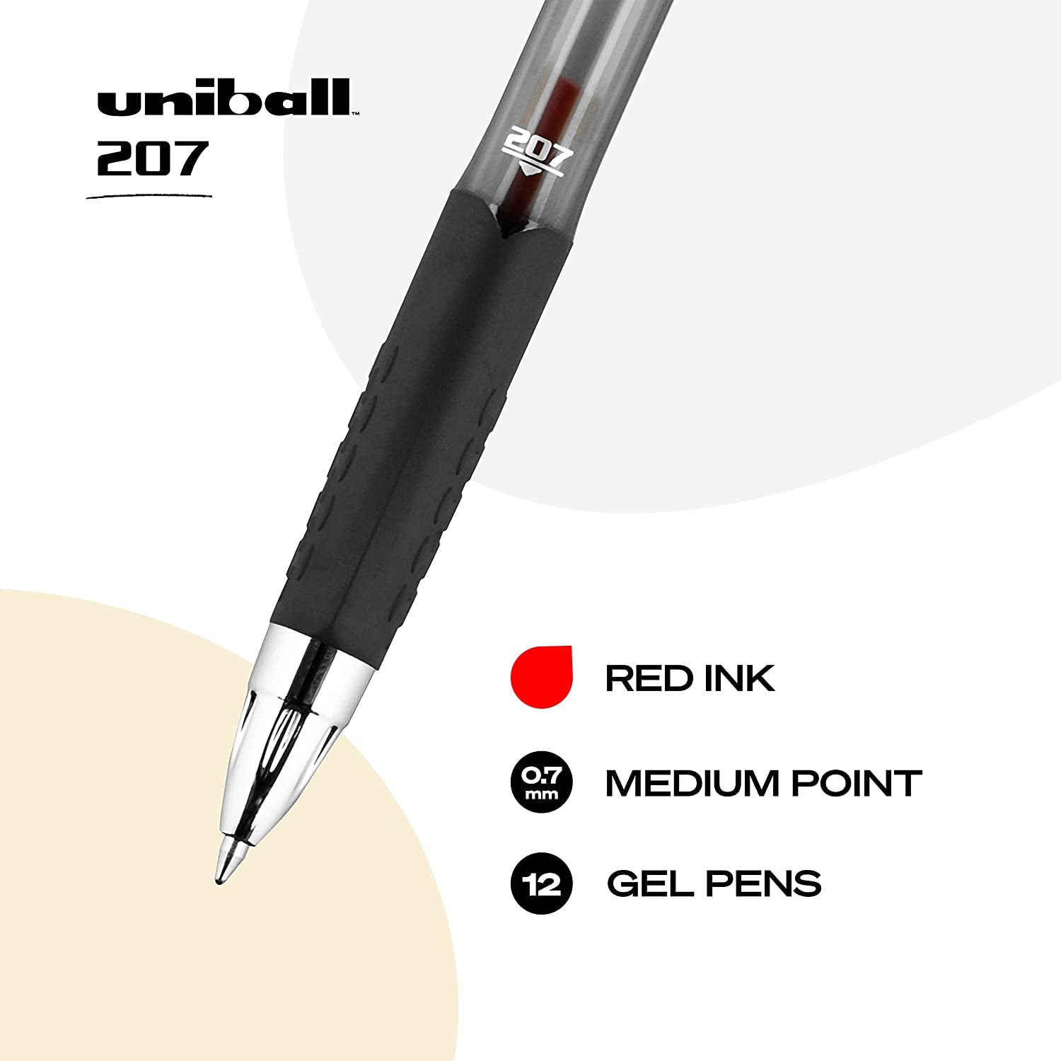 Uniball Signo 207 Gel Pen 12 Pack, 0.7Mm Medium Red Pens, Gel Ink Pens Office Supplies Sold by Uniball Are Pens, Ballpoint Pen, Colored Pens, Gel Pens, Fine Point, Smooth Writing Pens