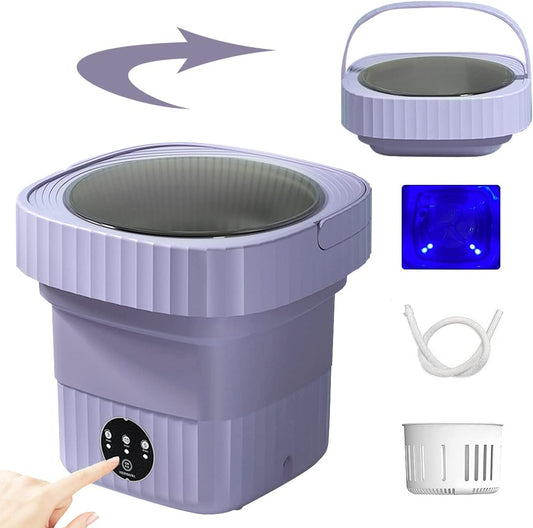 Portable Washing Machine, Foldable Mini Washing Machine for Socks, Baby Clothes, Towels, Underwear or Delicate Items, Ideal for Apartment, Dorm, Camping, RV Travel and More (Purple)