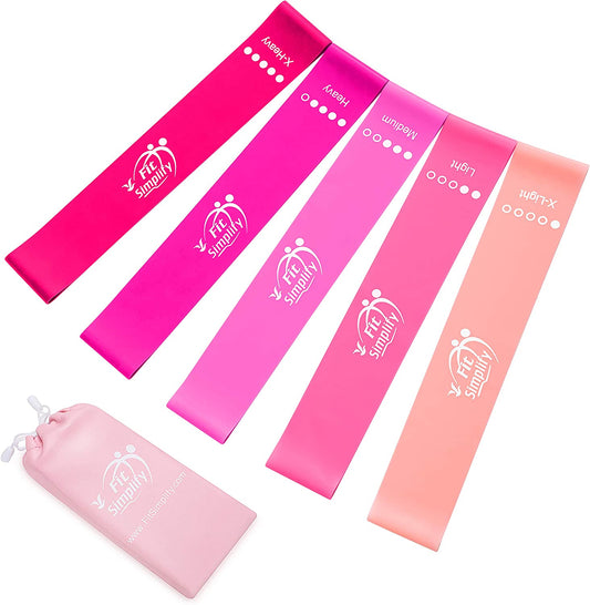 Resistance Loop Exercise Bands with Instruction Guide and Carry Bag, Set of 5