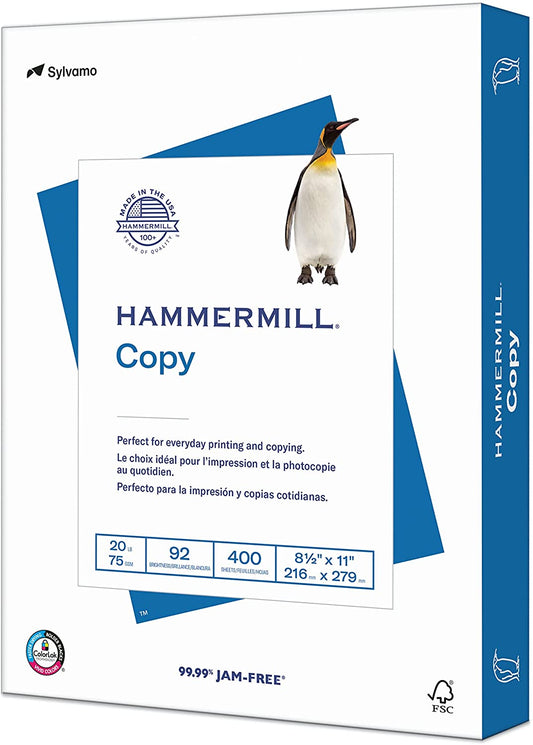 Printer Paper, 20 Lb Copy Paper, 8.5 X 11 - 1 Small Pack (400 Sheets) - 92 Bright, Made in the USA