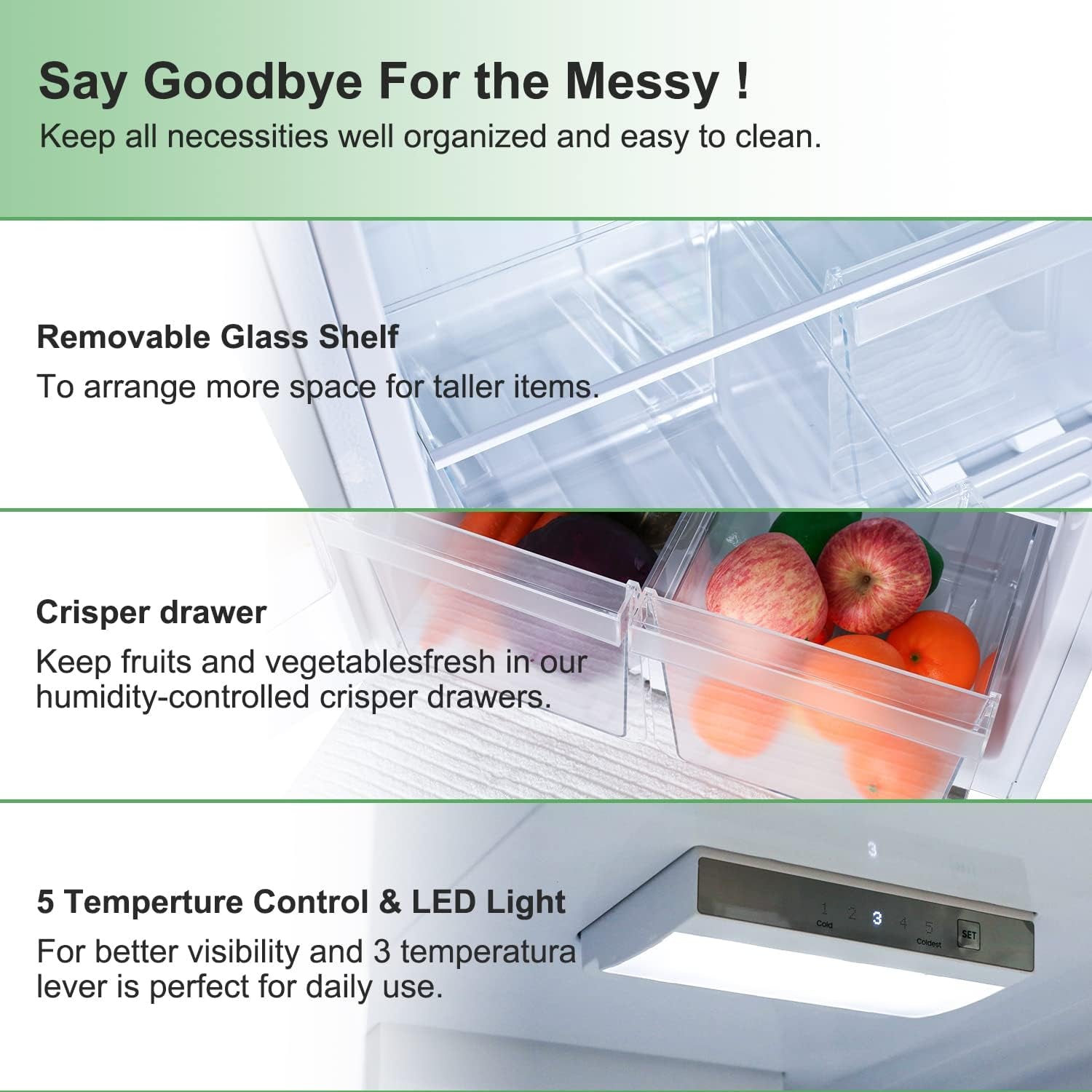 14.6 CU' Refrigerator with Freezer, Apartment Size Refrigerator Top Freezer, 2 Door Fridge with Adjustable Thermostat Control, Freestanding, Door Swing, Stainless Steel (FR 1462 SL)