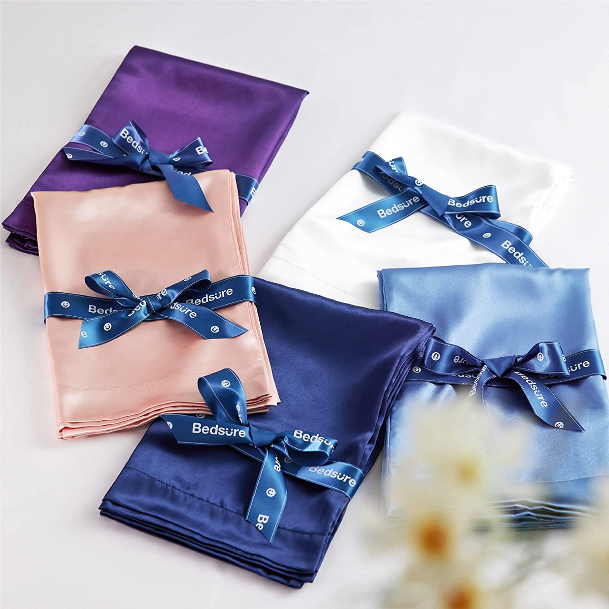 Satin Pillowcase Standard Set of 2 - Beige Silky Pillow Cases for Hair and Skin 20X26 Inches, Pillow Covers with Envelope Closure, Similar to Silk Pillow Cases, Gifts for Women Men
