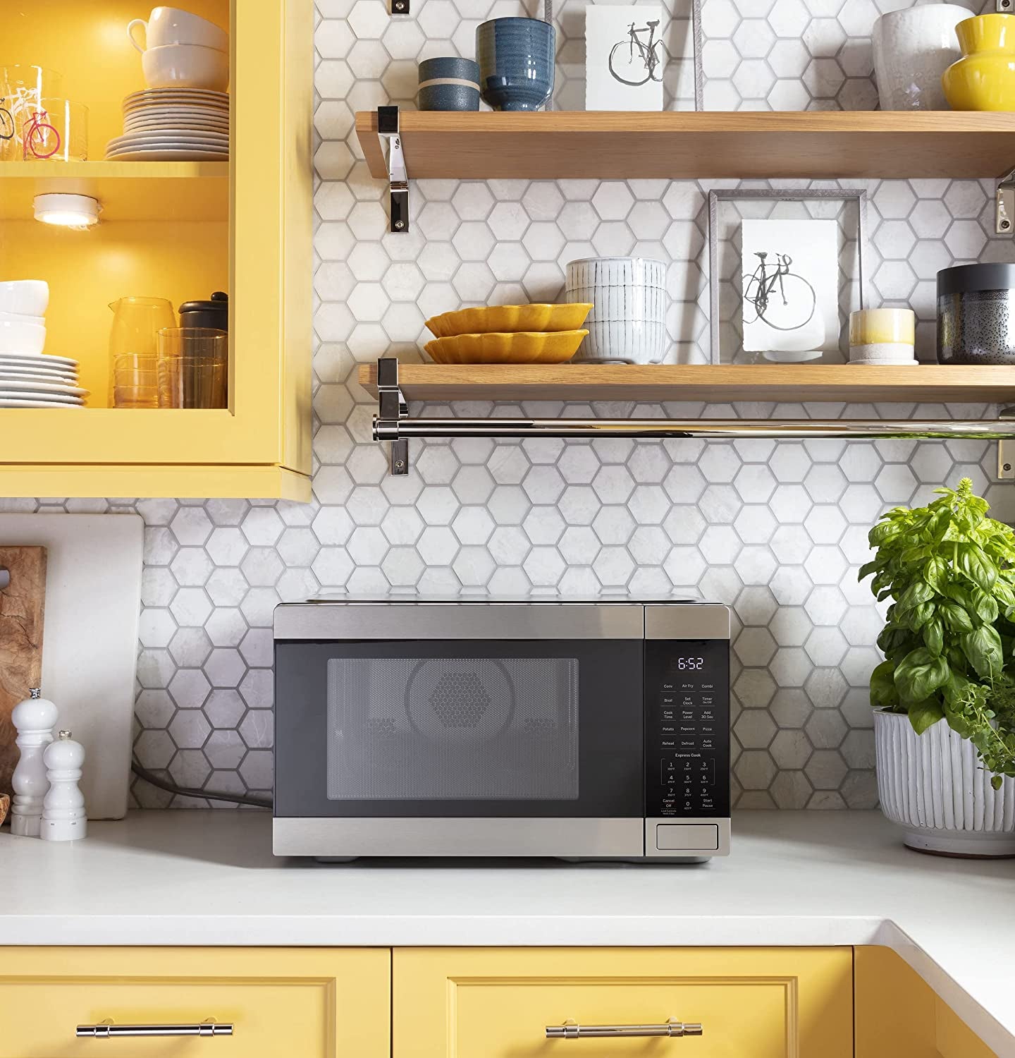3-In-1 Countertop Microwave Oven | Complete with Air Fryer, Broiler & Convection Mode | 1.0 Cubic Feet Capacity, 1,050 Watts | Kitchen Essentials for the Countertop or Dorm Room | Stainless Steel