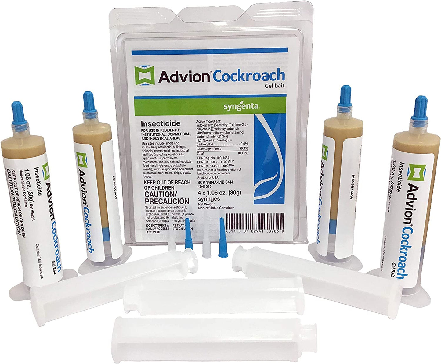 383920 4 Tubes and 4 Plungers Cockroach German Roach Pest Control Inse, Brown