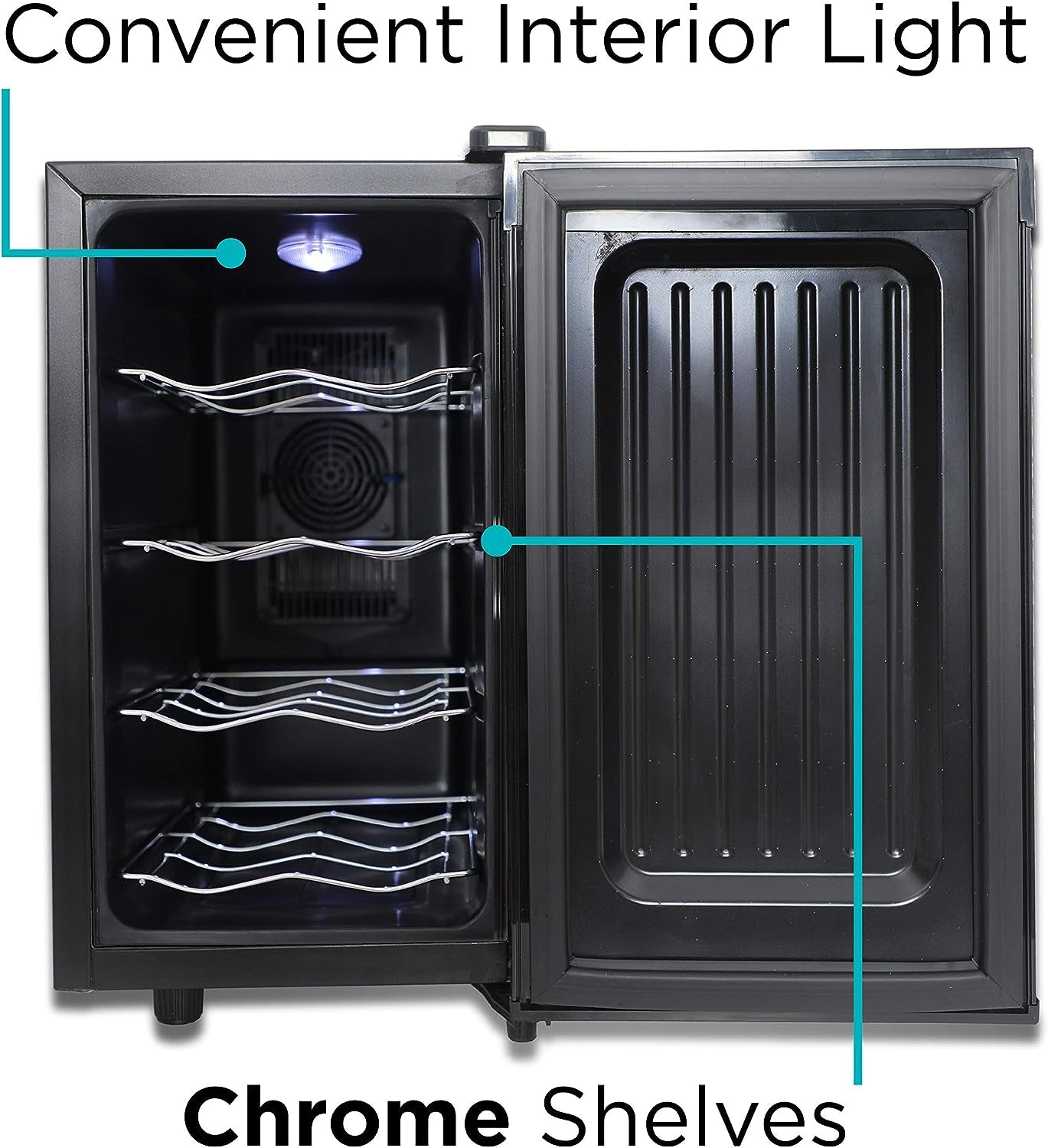 Wine Cooler 8 Bottle, Wine Fridge Thermoelectric with Mirrored Front, Freestanding Wine Cooler Refrigerator & LED Display, BD60326