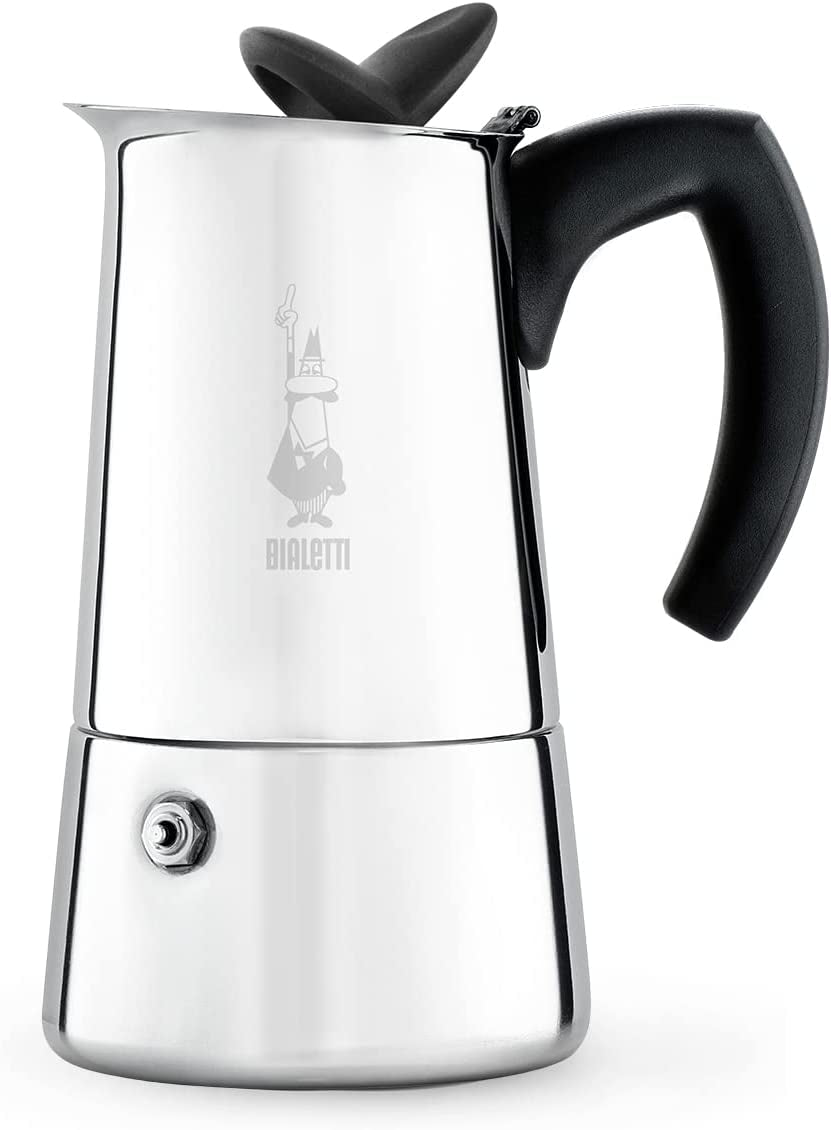"  - Musa Induction, Stainless Steel Stovetop Espresso Coffee Maker, Suitable for All Types of Hobs, 10-Cup (15.5 Oz), Silver"