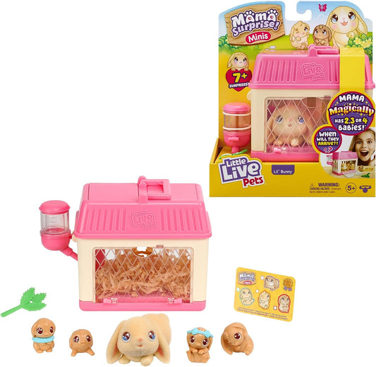 - Mama Surprise Minis. Feed and Nurture a Lil' Bunny inside Their Hutch so She Can Be a Mama. She Has 2, 3, or 4 Babies with Surprise Accessories to Dress up the Babies