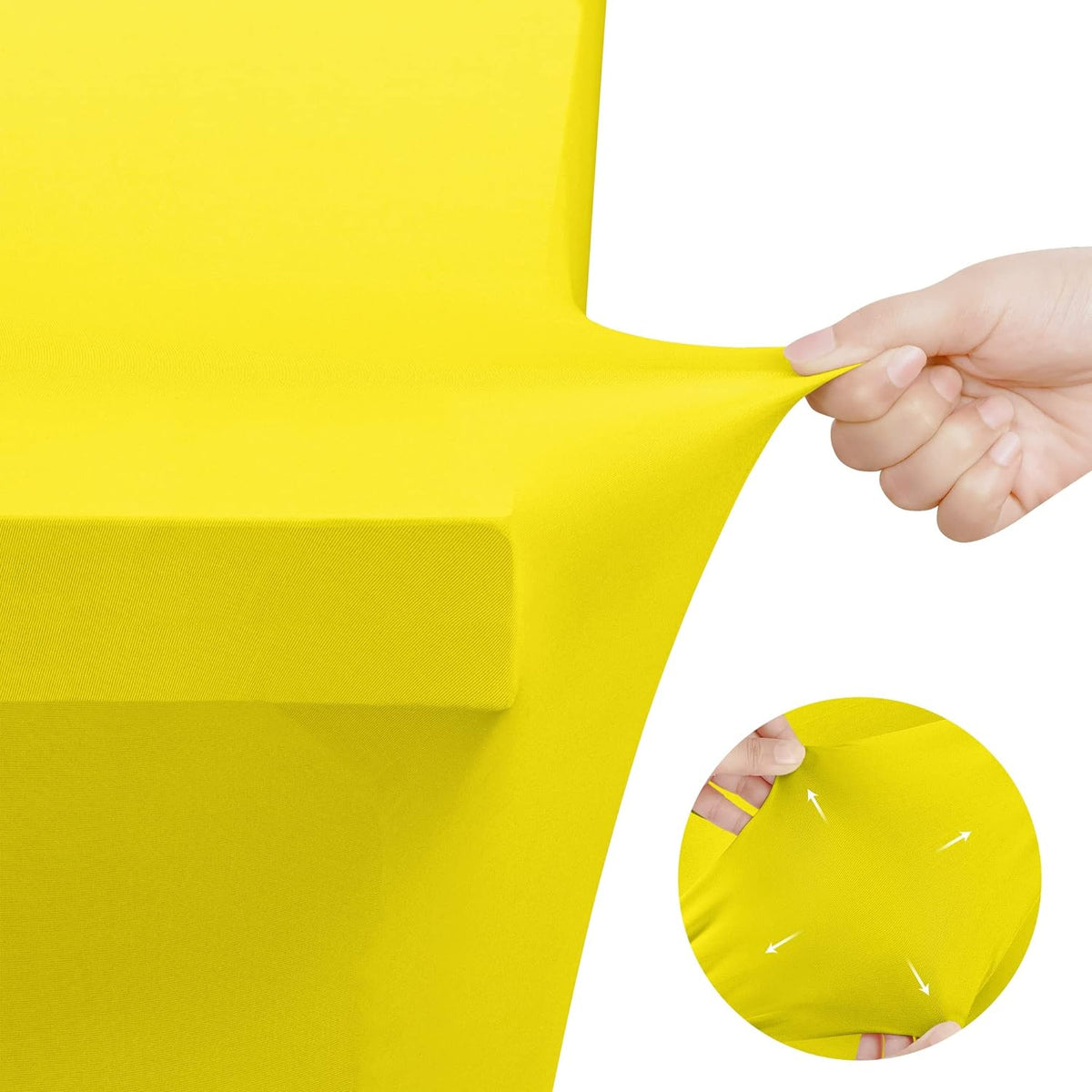 Spandex Tablecloth 2 Pack [6FT, Yellow] Tight, Fitted, Washable and Wrinkle Resistant Stretch Rectangular Patio Table Cover for Event, Wedding, Banquet & Parties [72Lx30Wx30H Inch]